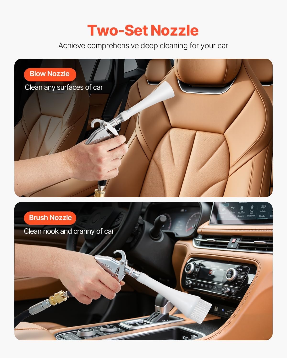 image:imageVEVOR Car Cleaning Gun 692 Bar HighPressure Air Blow Gun with 2 Set Nozzles 360 Rotating Nozzle for Thorough Cleaning Quickly Blasts Dirt and Dust from Surface Work with 14 NPT Air Compressor