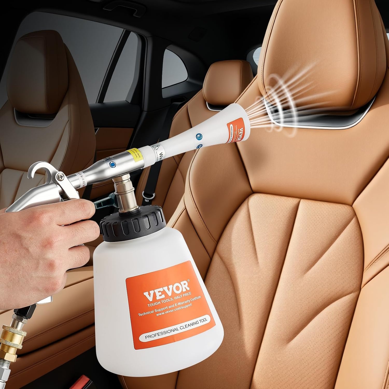 image:imageVEVOR Car Cleaning Gun 692 Bar HighPressure Air Blow Gun with 2 Set Nozzles amp 1L Liquid Bottle Vortex Cleaning Gun Quickly Blasts Dirt and Dust from Surface Work with 14 NPT Air CompressorRubber Rotating Hose