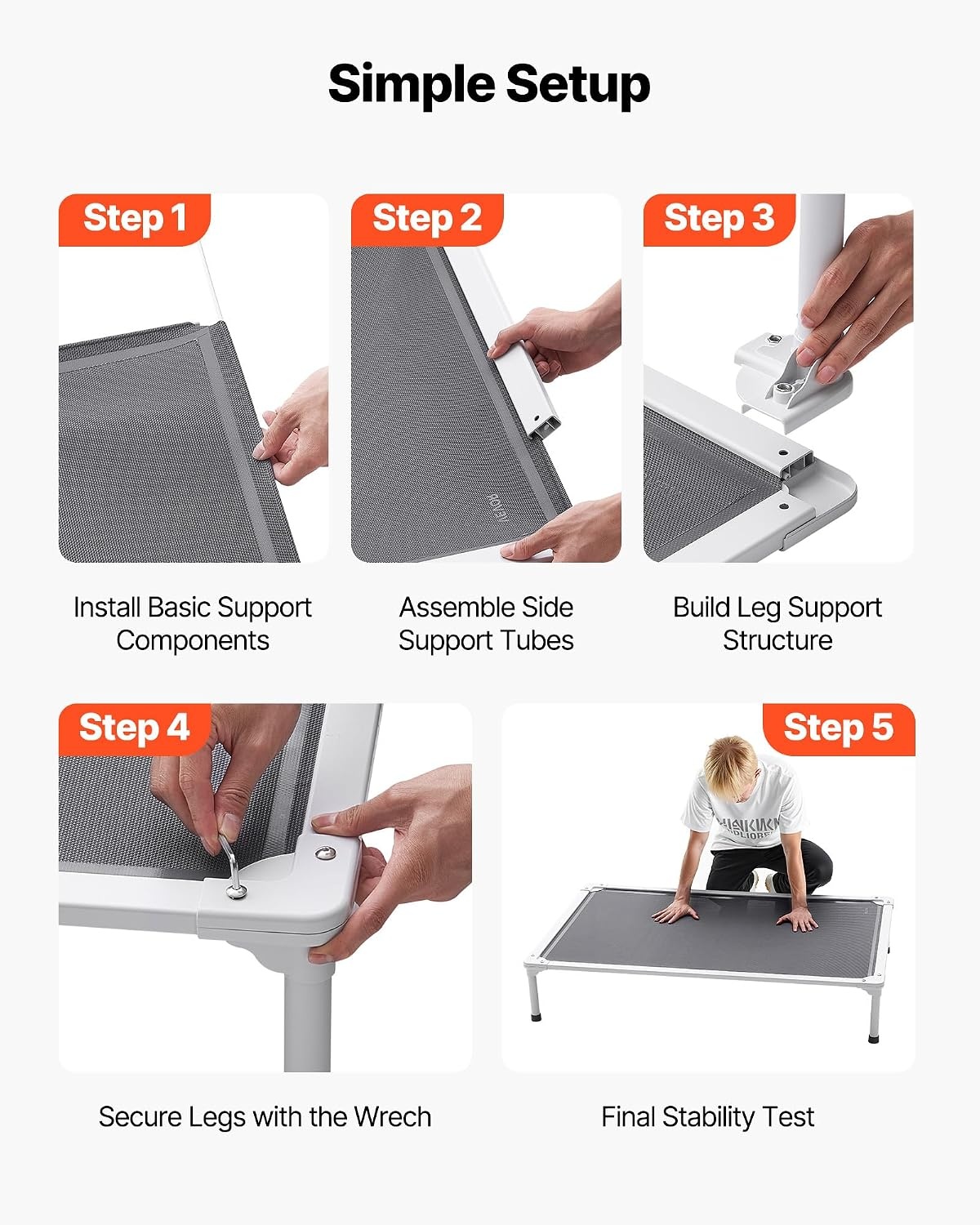 image:imageVEVOR Chew Proof Elevated Dog Bed Portable Raised Dog Cot with Aluminum Tube Metal Frame and Breathable Textilene Mesh Indoor amp Outdoor Pet Cooling Raised Hammock Bed XL GrayL