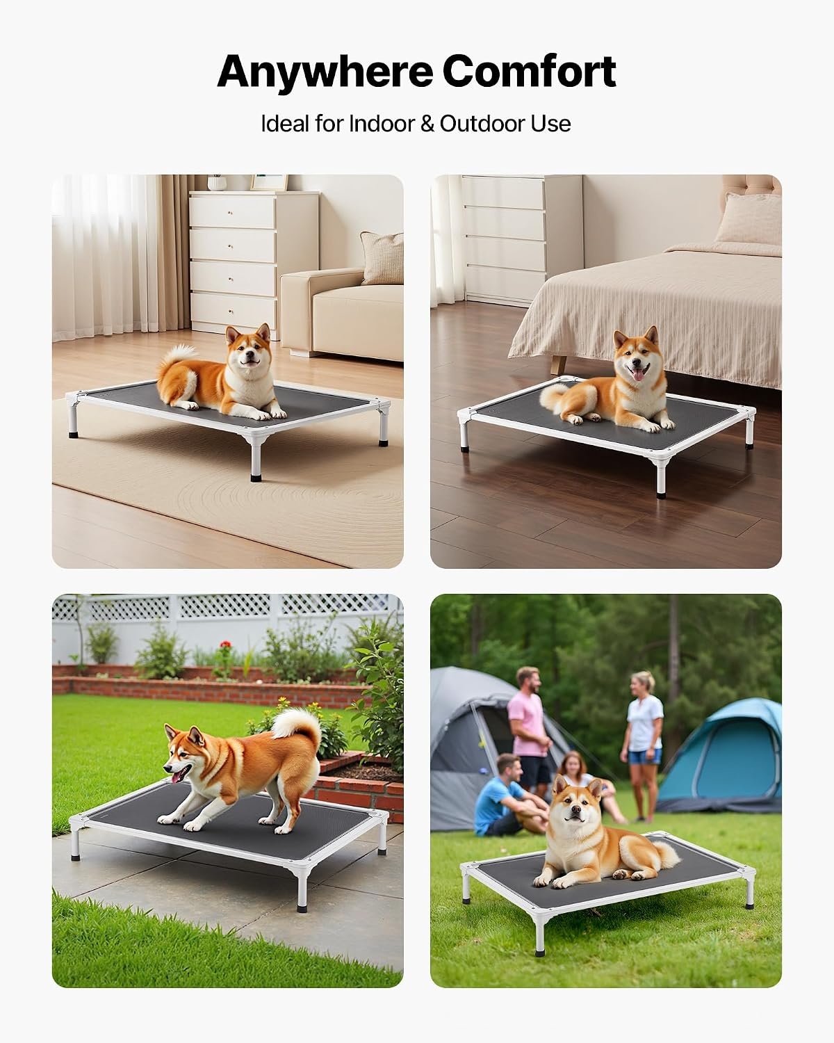 image:imageVEVOR Chew Proof Elevated Dog Bed Portable Raised Dog Cot with Aluminum Tube Metal Frame and Breathable Textilene Mesh Indoor amp Outdoor Pet Cooling Raised Hammock Bed XL GrayL