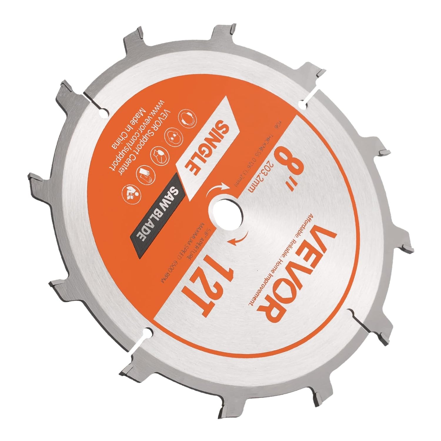 image:imageVEVOR Circular Saw Blade 8 inch Diameter 42 Sharp Alloy Teeth 1 inch Arbor Fine Finish Wood Cutting Blade for Circular Saw with NoiseReducing Heat Vents for Cutting Plywood OSB and Hardwood8 12T7PACK