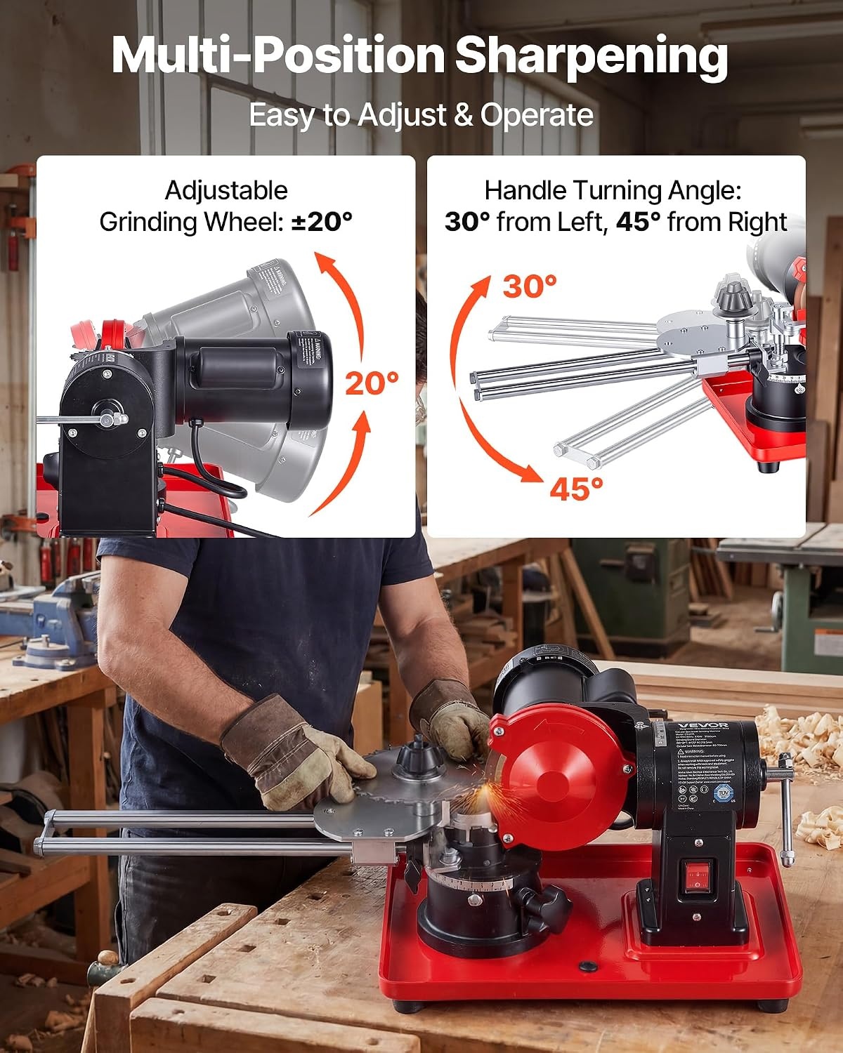 image:imageVEVOR Circular Saw Blade Sharpener 140W 3800RPM Electric Saw Blade Sharpening Machine with 4 Ceramic amp Diamond Grinding Wheels Fits 35 to 157 Diameter Circular Saw Blades28 x 16 x 10 in