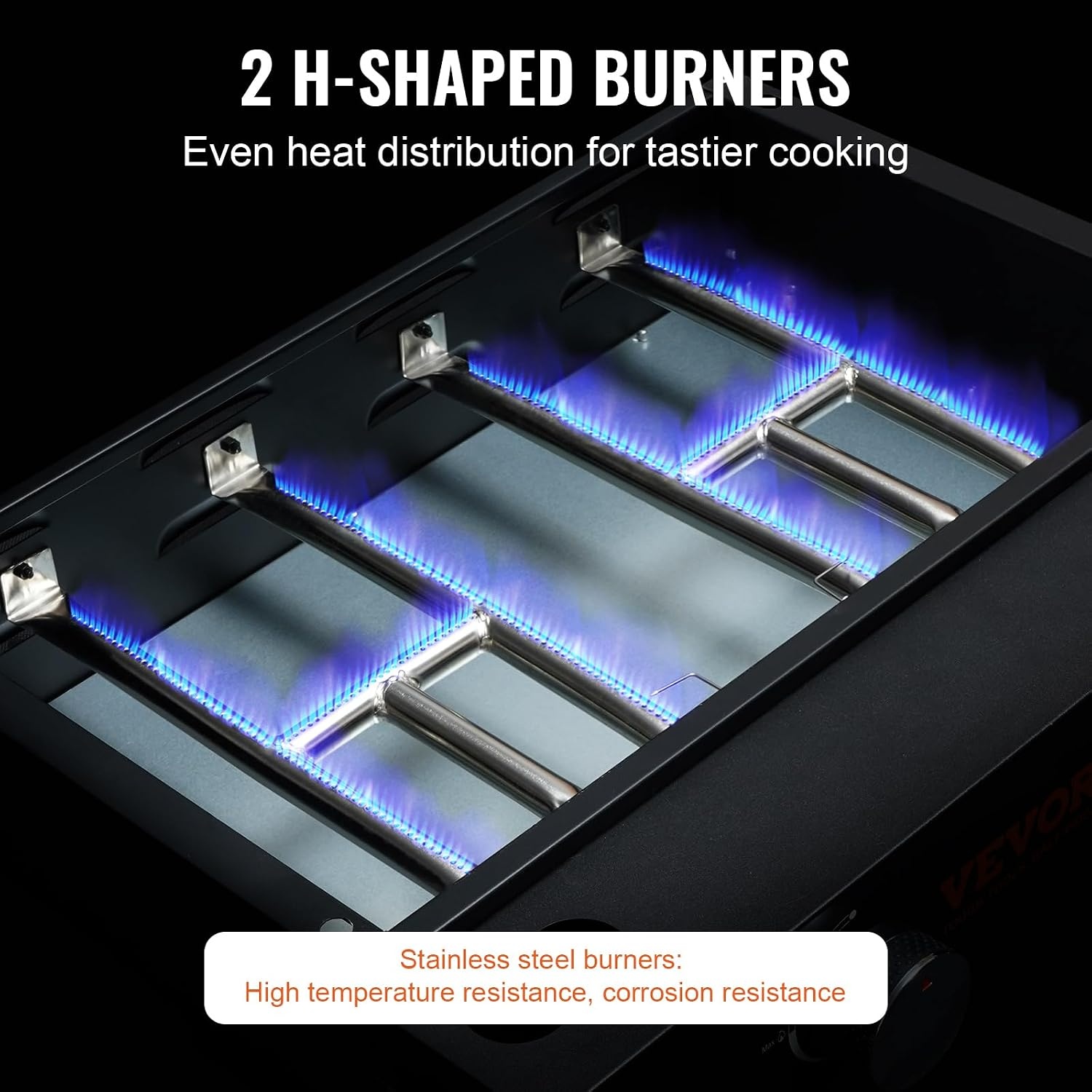 image:imageVEVOR Commercial Griddle 224 Heavy Duty Manual Flat Top Griddle Countertop Gas Grill with NonStick Cooking Plate Countertop Gas Griddles HShaped Burner Restaurant Portable Grill 13000 BTU2 Burner Grill