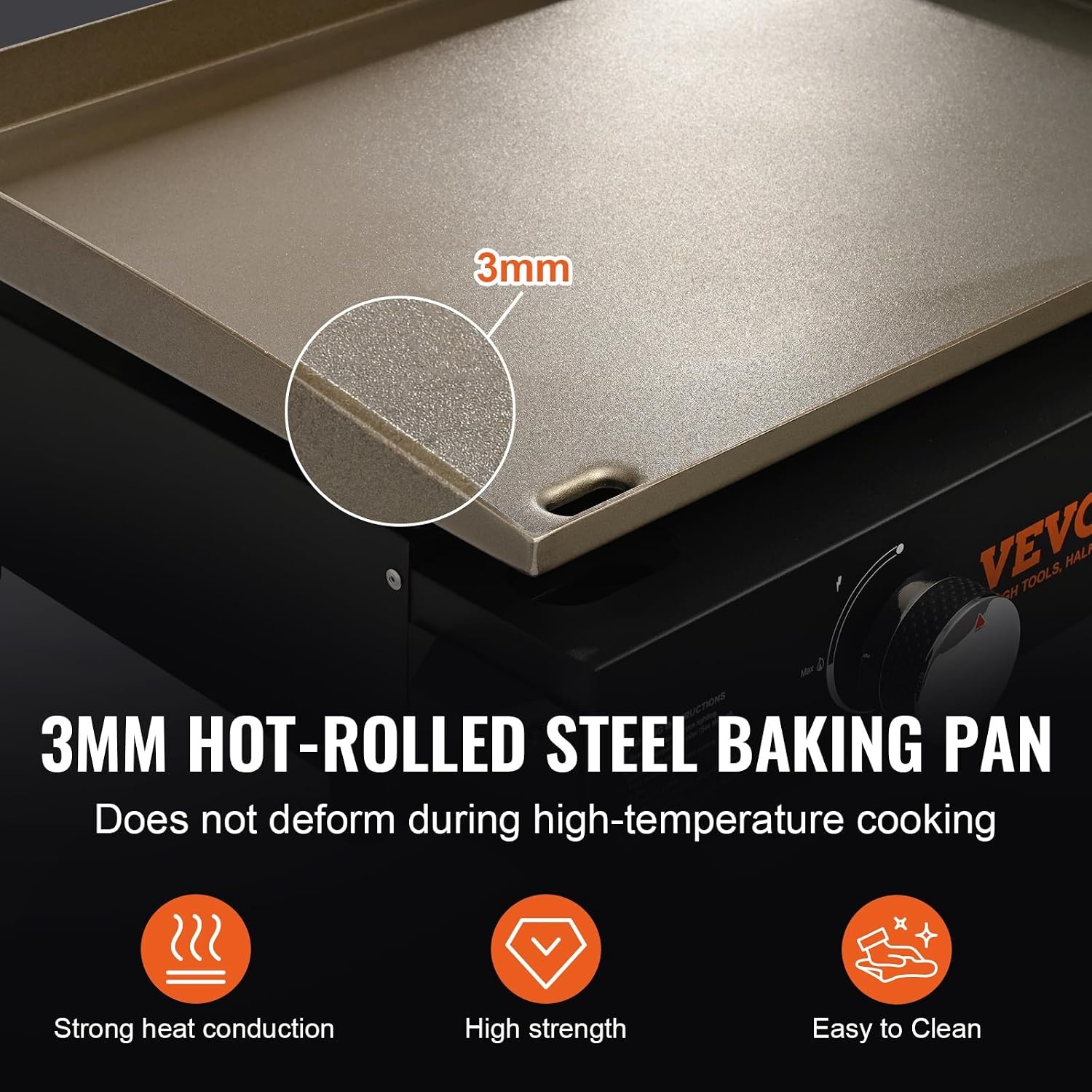 image:imageVEVOR Commercial Griddle 224 Heavy Duty Manual Flat Top Griddle Countertop Gas Grill with NonStick Cooking Plate Countertop Gas Griddles HShaped Burner Restaurant Portable Grill 13000 BTU2 Burner Grill