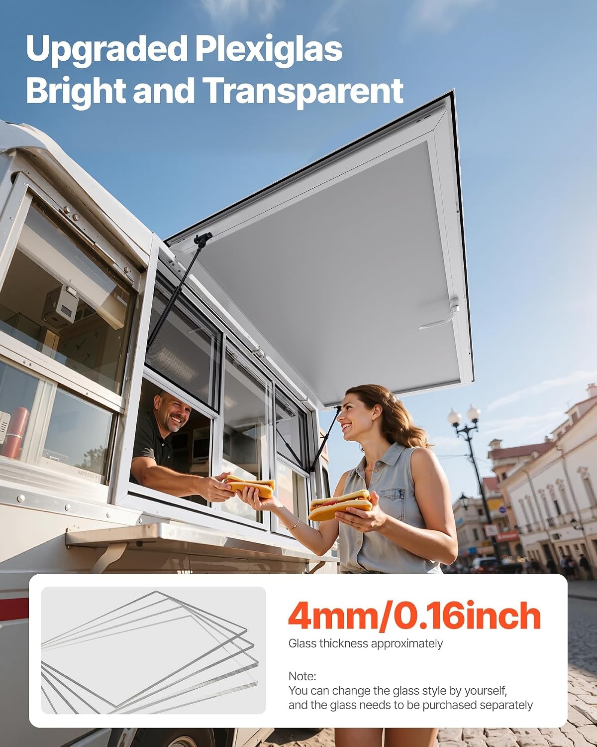 image:imageVEVOR Concession Window Aluminum Alloy Frame Service Window for Food Truck Up to 85 Degrees Stand Serving with Awning Door and Drag Hook 4 leftampright sliding windows 53x33in with 4 Sliding4 updown sliding Screens