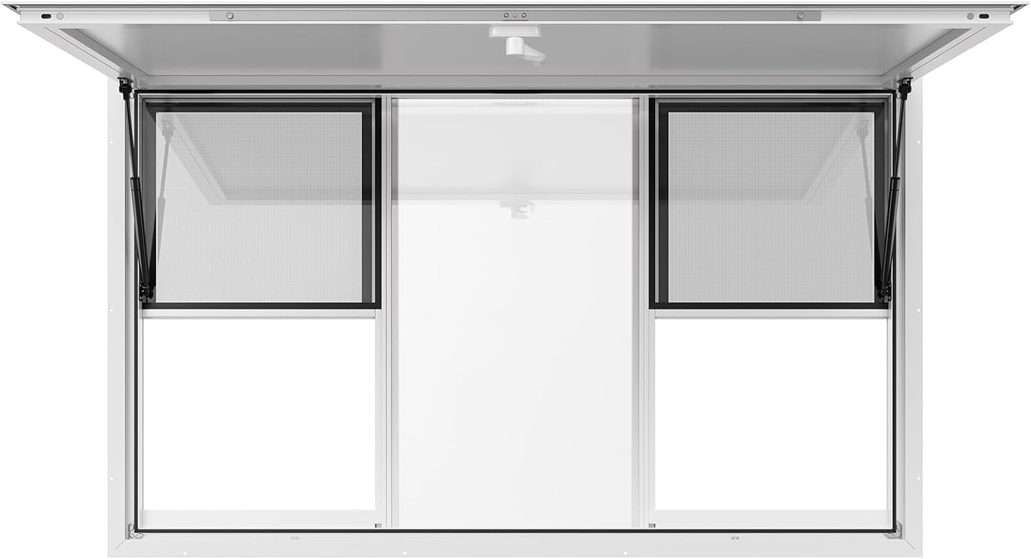 image:imageVEVOR Concession Window Aluminum Alloy Frame Service Window for Food Truck Up to 85 Degrees Stand Serving with Awning Door and Drag Hook 4 leftampright sliding windows 53x33in with 4 Sliding4 updown sliding Screens