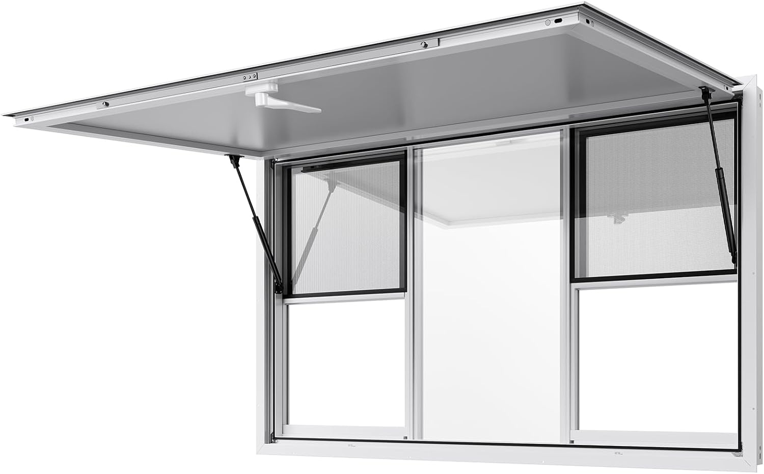 image:imageVEVOR Concession Window Aluminum Alloy Frame Service Window for Food Truck Up to 85 Degrees Stand Serving with Awning Door and Drag Hook 4 leftampright sliding windows 53x33in with 4 Sliding4 updown sliding Screens