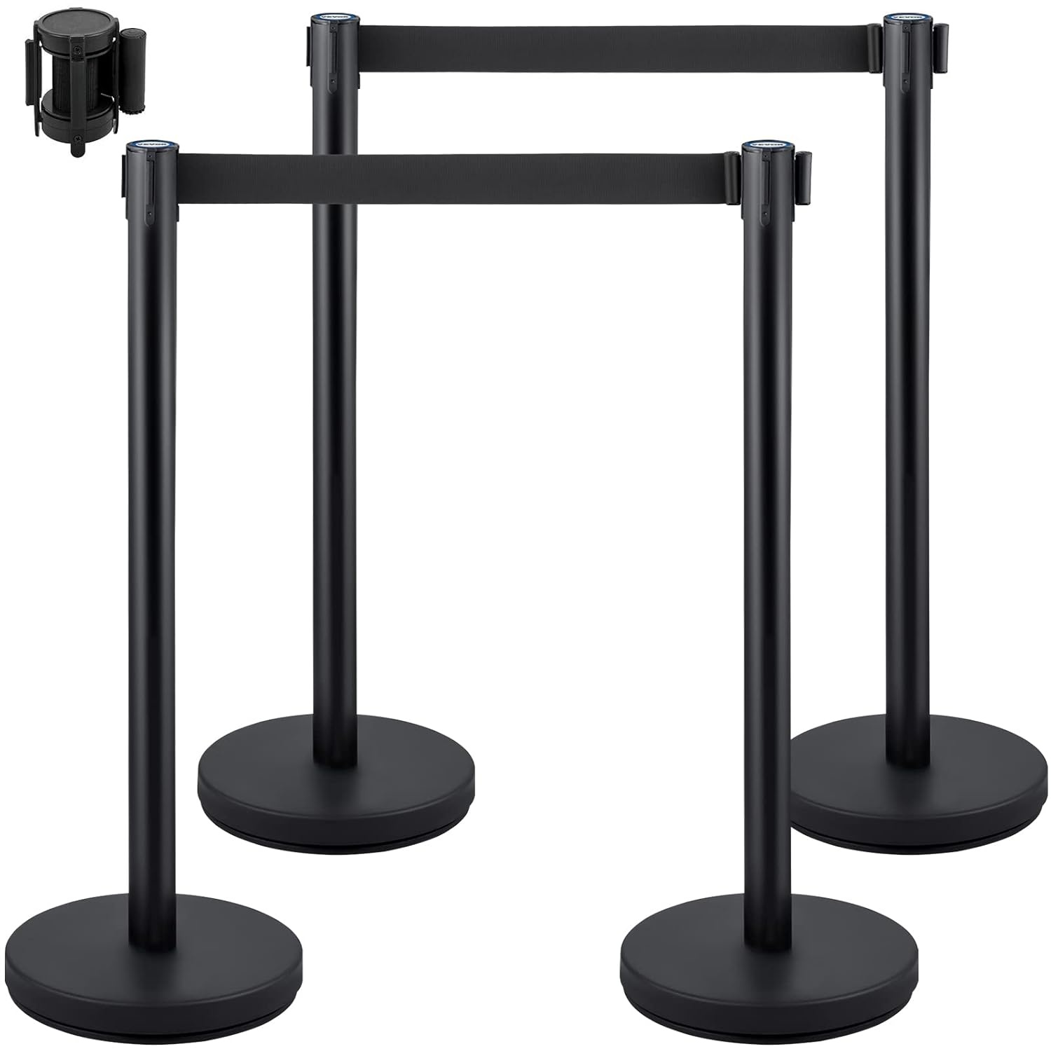 image:imageVEVOR Crowd Control Stanchion Set Stanchion Set with 66 ft2 m Black Retractable Belt Black Crowd Control Barrier wConcrete and Metal Base Easy Connect Assembly 44 Pcs