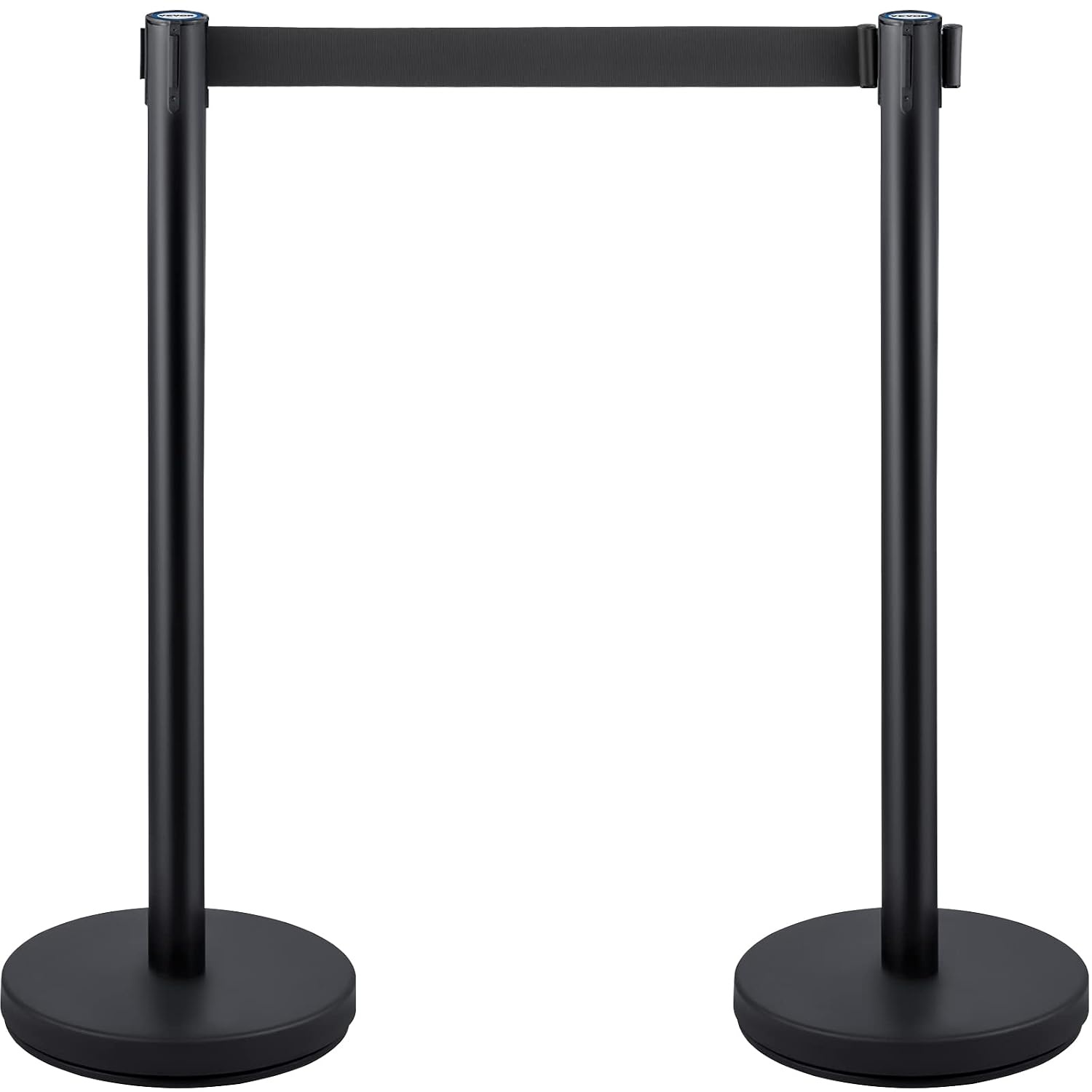 image:imageVEVOR Crowd Control Stanchion Set Stanchion Set with 66 ft2 m Black Retractable Belt Black Crowd Control Barrier wConcrete and Metal Base Easy Connect Assembly 46 Pcs