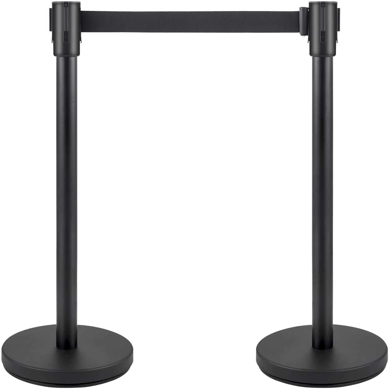 image:imageVEVOR Crowd Control Stanchion Set Stanchion Set with 66 ft2 m Black Retractable Belt Black Crowd Control Barrier wConcrete and Metal Base Easy Connect Assembly 44 Pcs