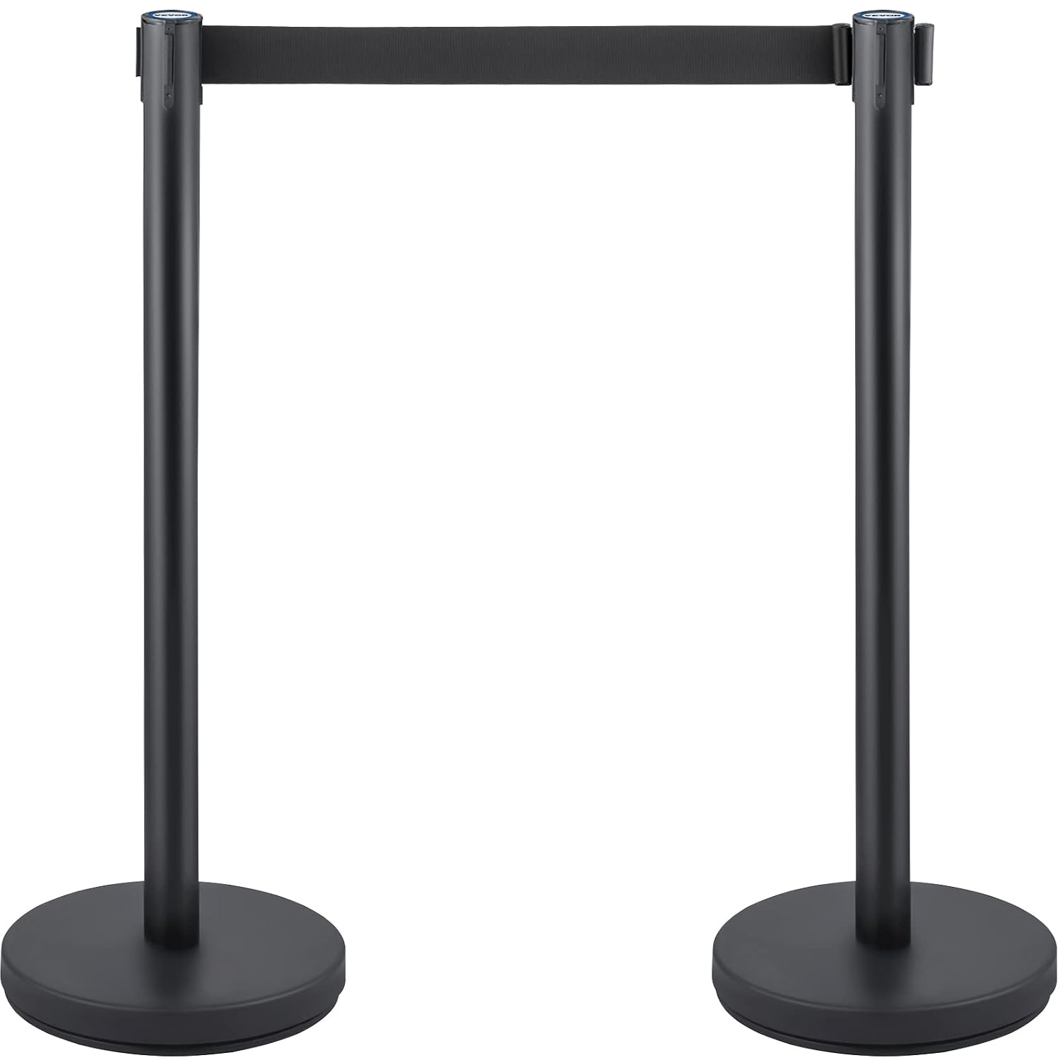 image:imageVEVOR Crowd Control Stanchion Set Stanchion Set with 66 ft2 m Black Retractable Belt Black Crowd Control Barrier wConcrete and Metal Base Easy Connect Assembly 46 Pcs