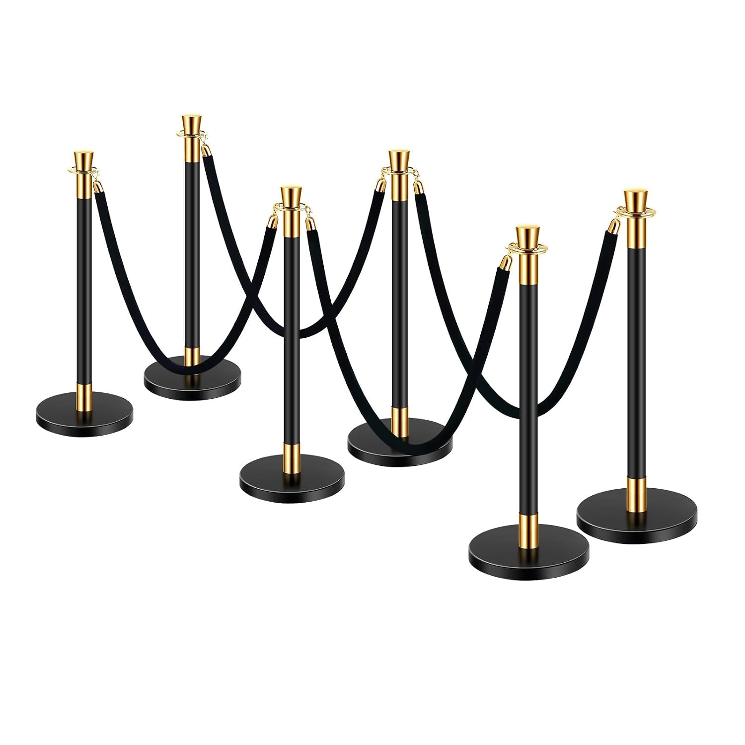 image:imageVEVOR Crowd Control Stanchion Set of 2 Pieces Stanchion Set Stanchion Set with 5 ft15 m Black Velvet Rope Silver Crowd Control Barrier wSturdy Concrete and Metal Base Easy Connect AssemblyBlack Rope