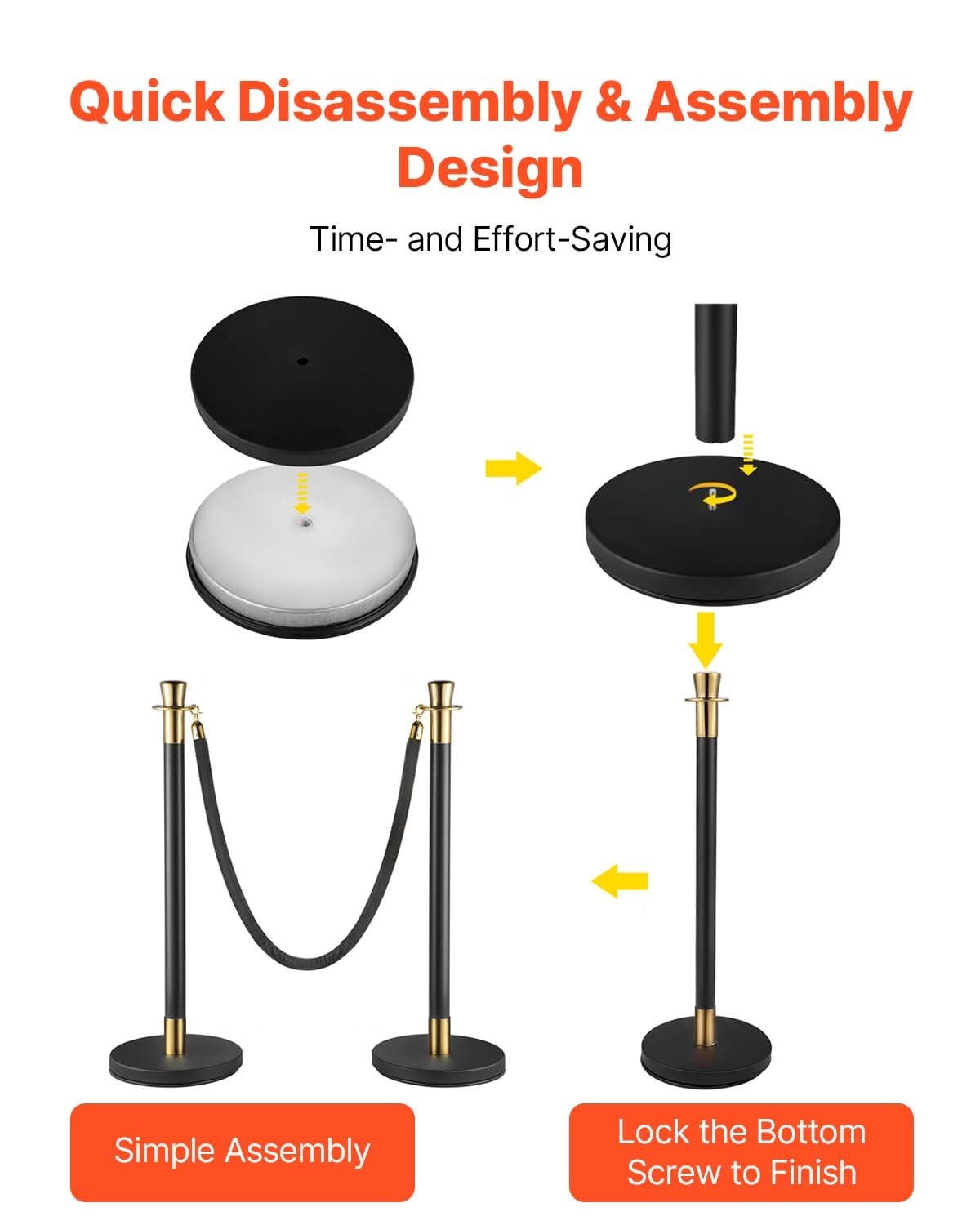 image:imageVEVOR Crowd Control Stanchion Set of 2 Pieces Stanchion Set Stanchion Set with 5 ft15 m Black Velvet Rope Silver Crowd Control Barrier wSturdy Concrete and Metal Base Easy Connect AssemblyBlack Rope