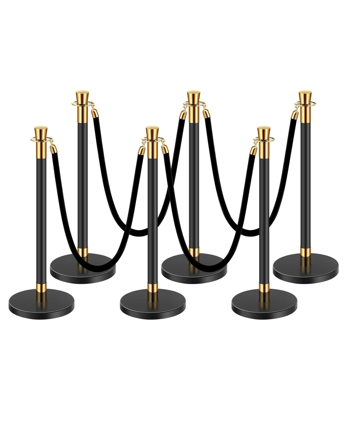image:imageVEVOR Crowd Control Stanchion Set of 2 Pieces Stanchion Set Stanchion Set with 5 ft15 m Black Velvet Rope Silver Crowd Control Barrier wSturdy Concrete and Metal Base Easy Connect AssemblyBlack Rope