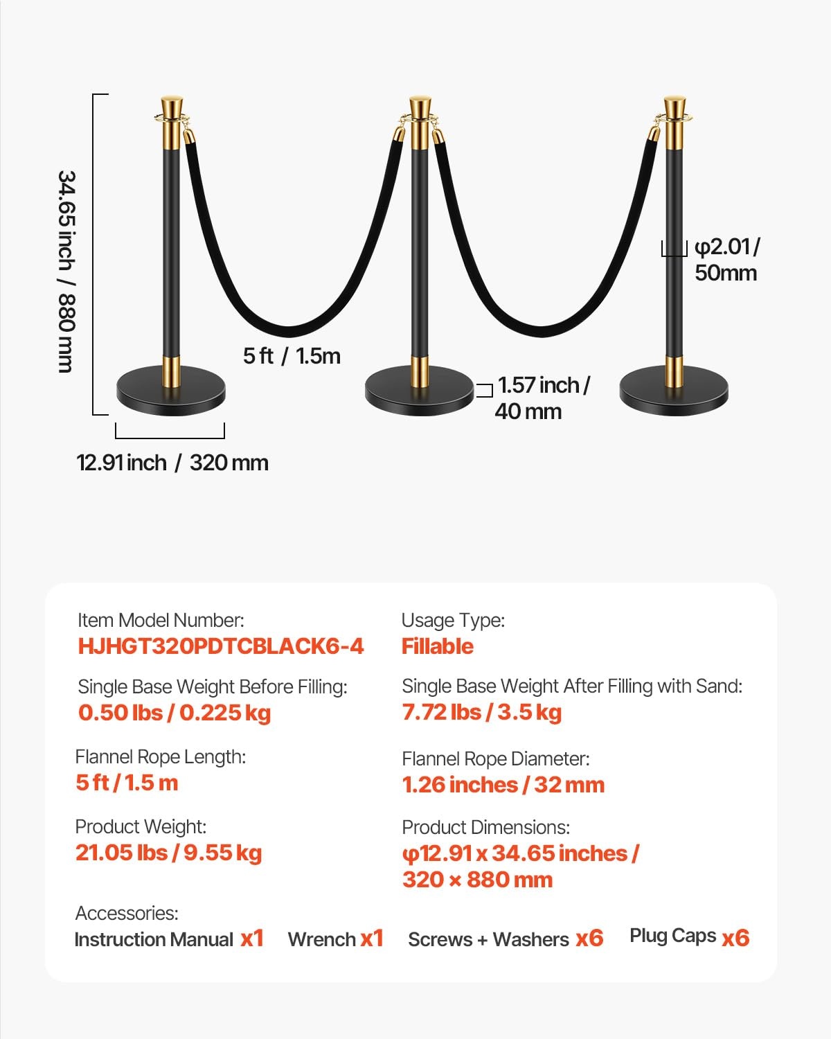 image:imageVEVOR Crowd Control Stanchion Set of 2 Pieces Stanchion Set Stanchion Set with 5 ft15 m Black Velvet Rope Silver Crowd Control Barrier wSturdy Concrete and Metal Base Easy Connect AssemblyBlack Rope