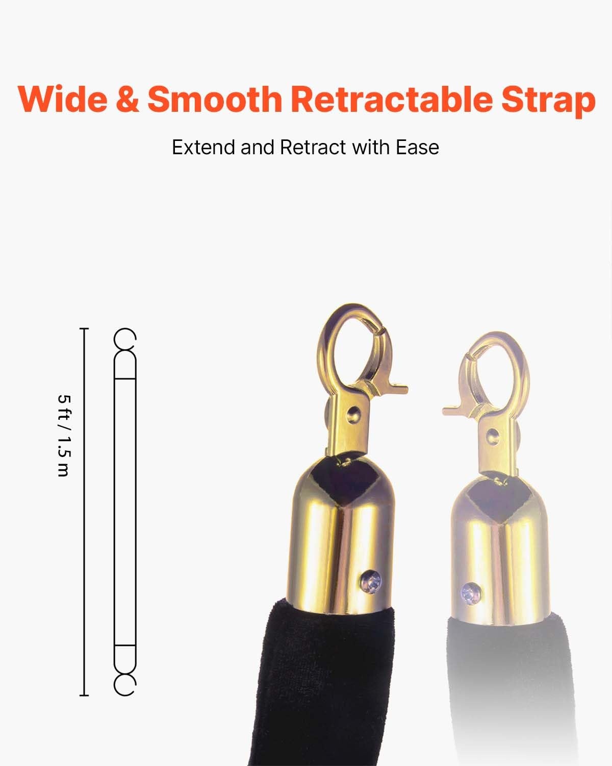 image:imageVEVOR Crowd Control Stanchion Set of 2 Pieces Stanchion Set Stanchion Set with 5 ft15 m Black Velvet Rope Silver Crowd Control Barrier wSturdy Concrete and Metal Base Easy Connect AssemblyBlack Rope