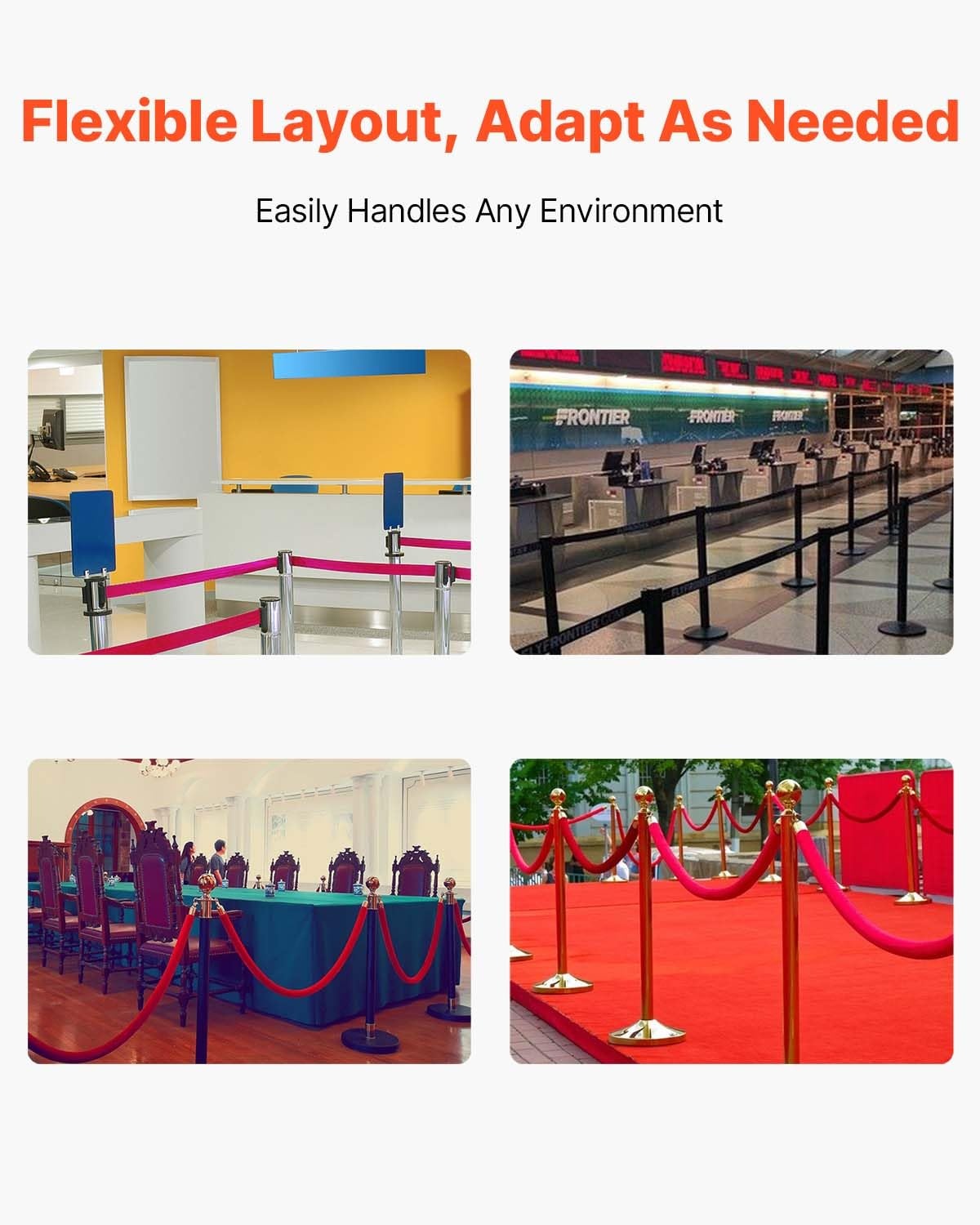 image:imageVEVOR Crowd Control Stanchion Set of 2 Pieces Stanchion Set Stanchion Set with 5 ft15 m Black Velvet Rope Silver Crowd Control Barrier wSturdy Concrete and Metal Base Easy Connect AssemblyBlack Rope