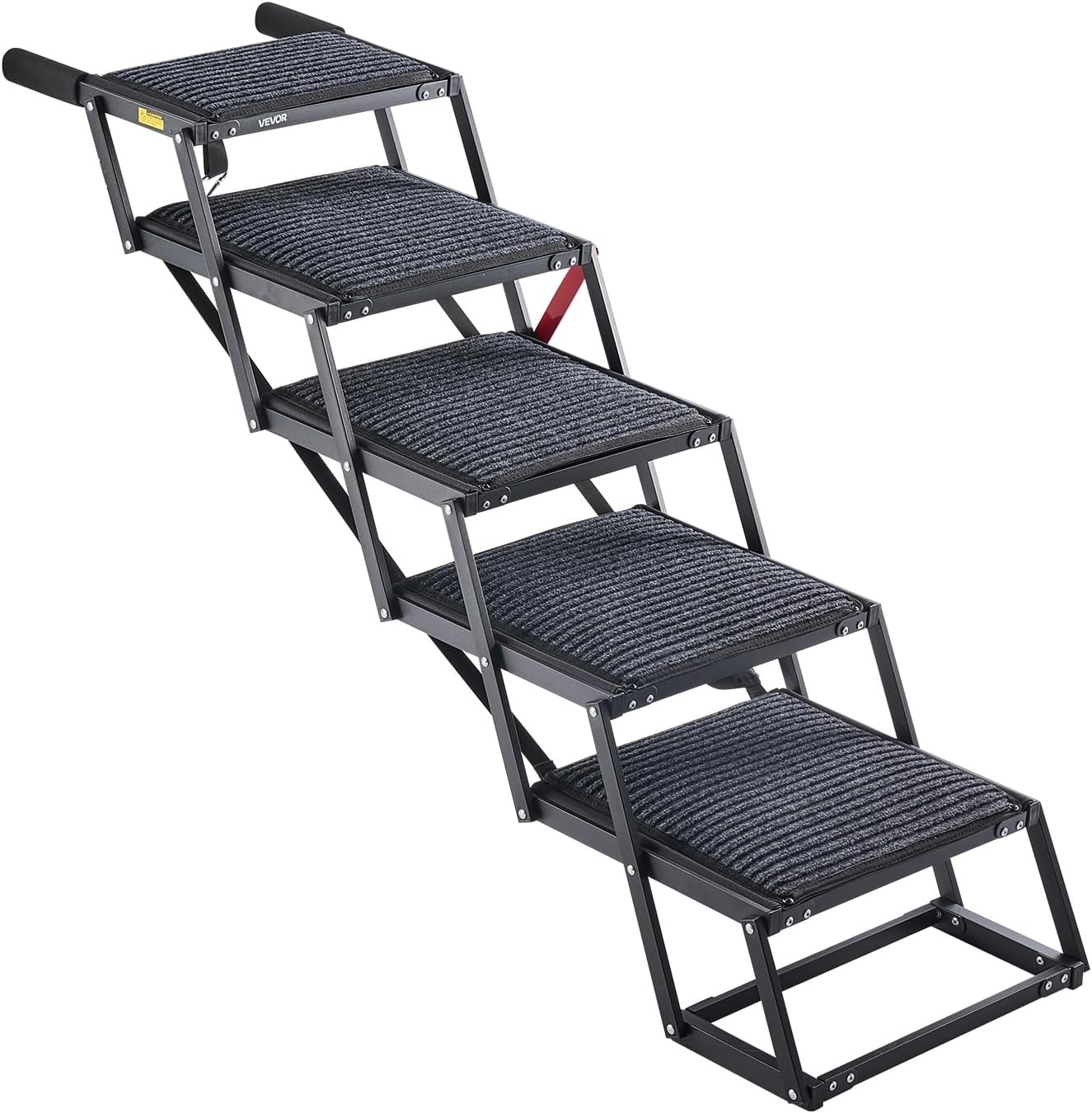 image:imageVEVOR Dog Stairs for Car 4 Steps Extra Wide Foldable Dog Ramp for Large Dogs with NonSlip Rug Surface Portable Lightweight Pet Ladder for Car SUV Truck High Beds Sofas Support up to 200 lbs5 Steps