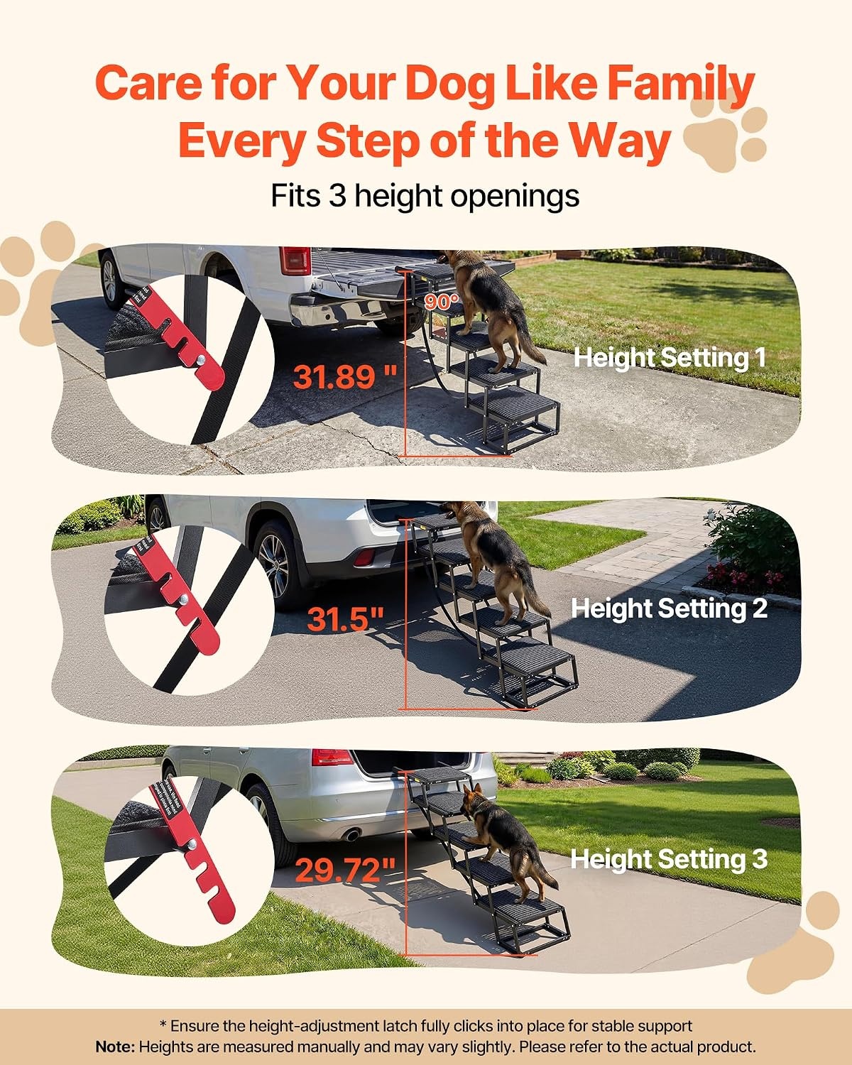image:imageVEVOR Dog Stairs for Car 4 Steps Extra Wide Foldable Dog Ramp for Large Dogs with NonSlip Rug Surface Portable Lightweight Pet Ladder for Car SUV Truck High Beds Sofas Support up to 200 lbs5 Steps