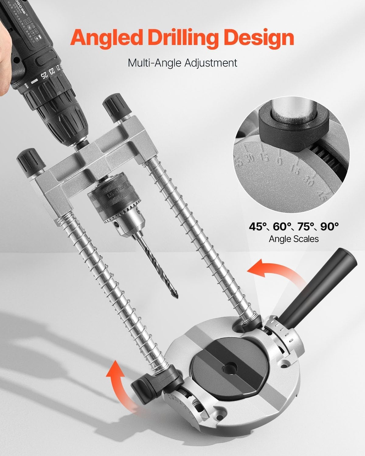 image:imageVEVOR Drill Guide 3045 90 Degree Angle 4 Sizes Portable Precision Drilling Guide Jig for Drilling Angled or Horizontal Holes Aluminum Alloy for Deck Cable Railing Wood Post Stair HandrailUltra