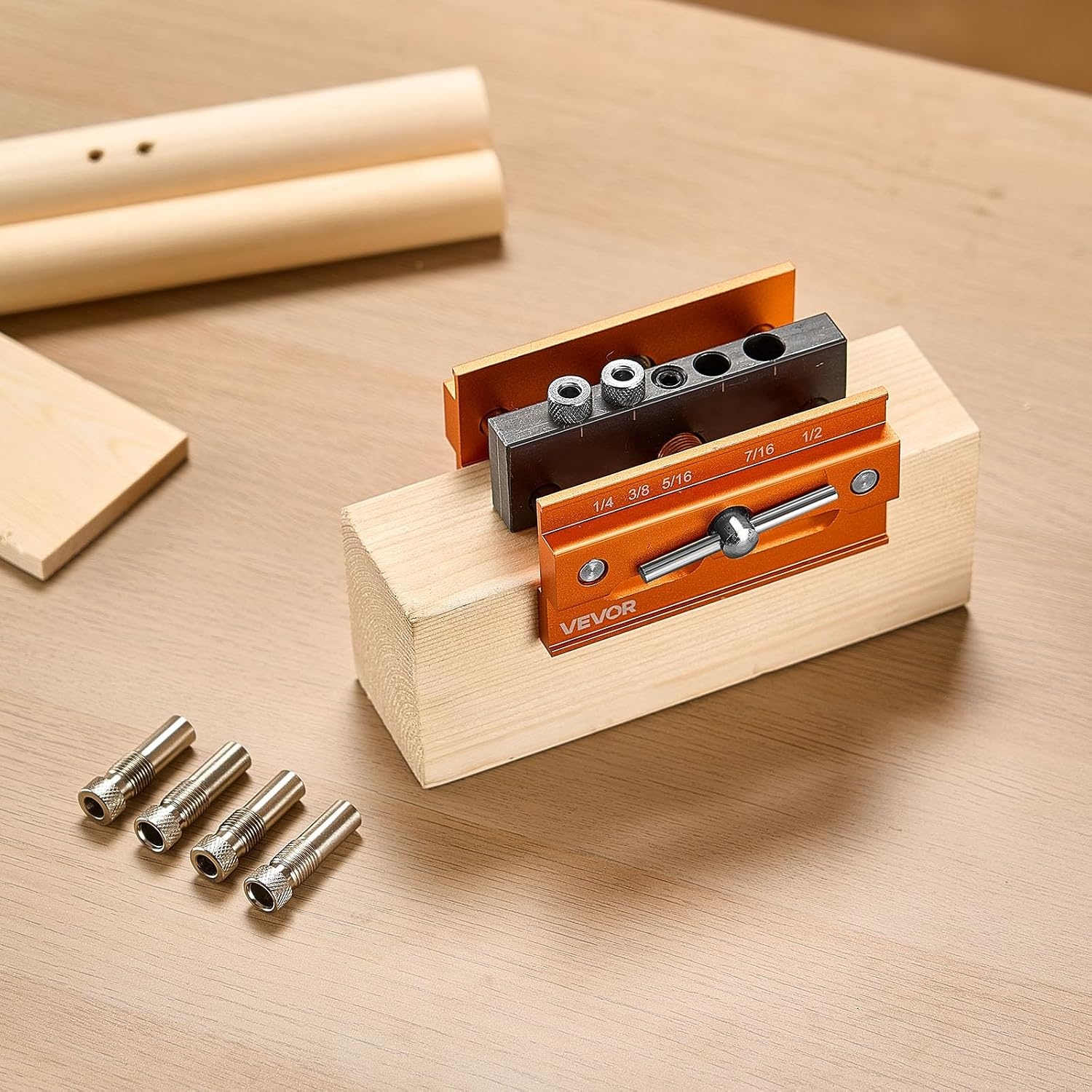 image:imageVEVOR Drill Guide 3045 90 Degree Angle 4 Sizes Portable Precision Drilling Guide Jig for Drilling Angled or Horizontal Holes Aluminum Alloy for Deck Cable Railing Wood Post Stair HandrailPro
