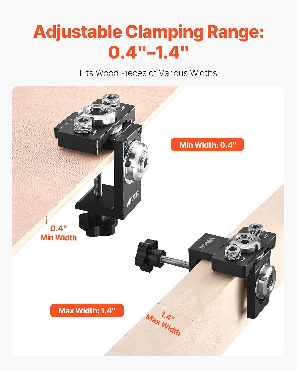 image:imageVEVOR Drill Guide 3045 90 Degree Angle 4 Sizes Portable Precision Drilling Guide Jig for Drilling Angled or Horizontal Holes Aluminum Alloy for Deck Cable Railing Wood Post Stair HandrailUltra