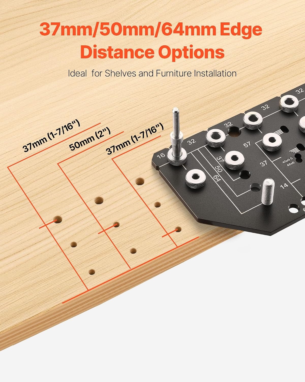image:imageVEVOR Drill Guide 3045 90 Degree Angle 4 Sizes Portable Precision Drilling Guide Jig for Drilling Angled or Horizontal Holes Aluminum Alloy for Deck Cable Railing Wood Post Stair HandrailPro