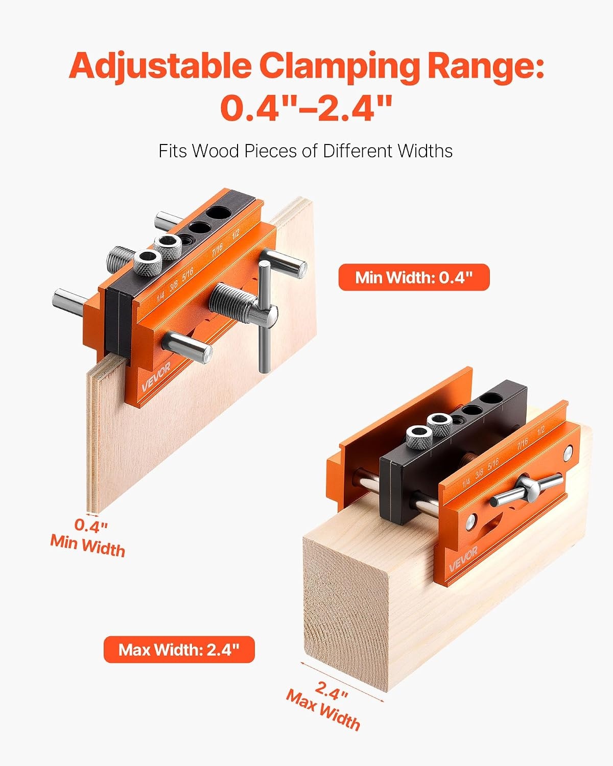 image:imageVEVOR Drill Guide 3045 90 Degree Angle 4 Sizes Portable Precision Drilling Guide Jig for Drilling Angled or Horizontal Holes Aluminum Alloy for Deck Cable Railing Wood Post Stair HandrailPro