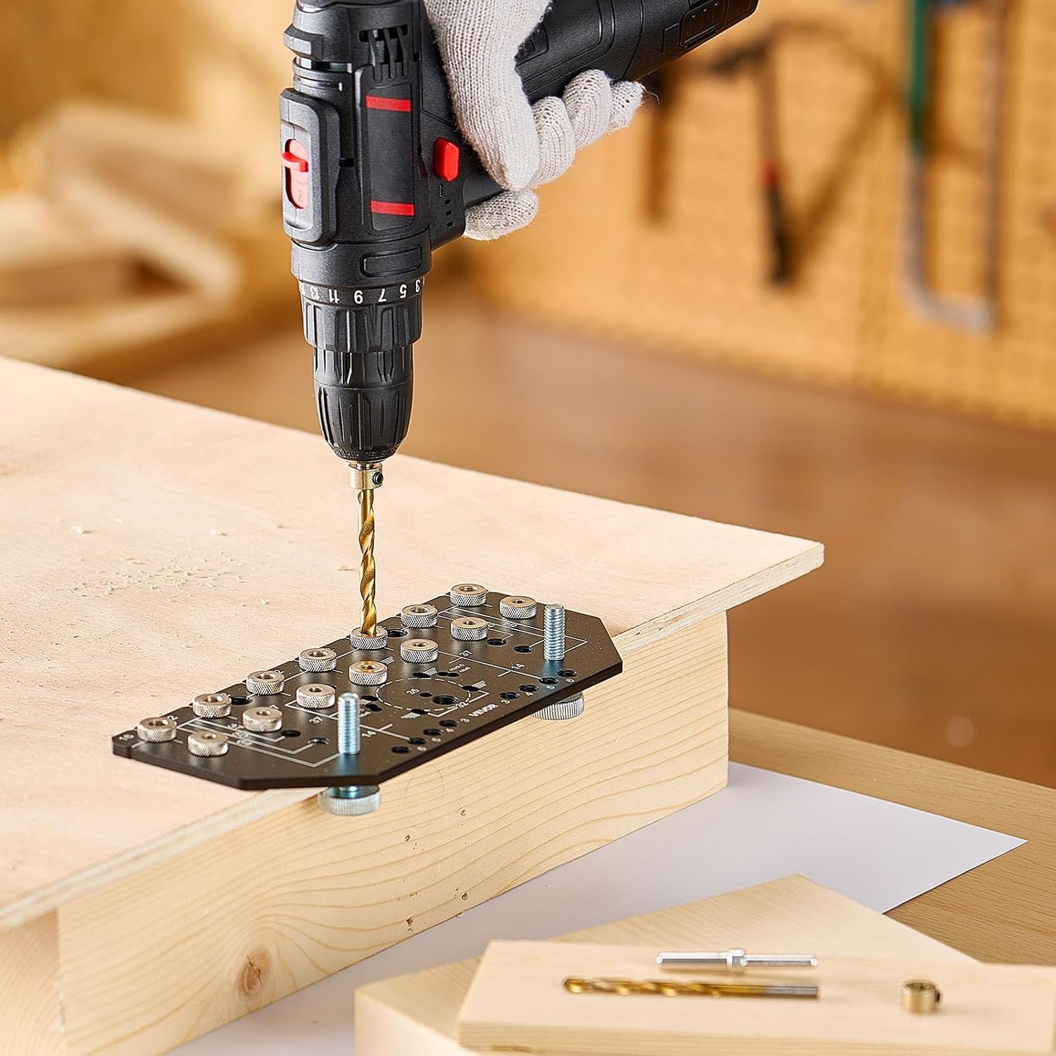 image:imageVEVOR Drill Guide 3045 90 Degree Angle 4 Sizes Portable Precision Drilling Guide Jig for Drilling Angled or Horizontal Holes Aluminum Alloy for Deck Cable Railing Wood Post Stair HandrailPro