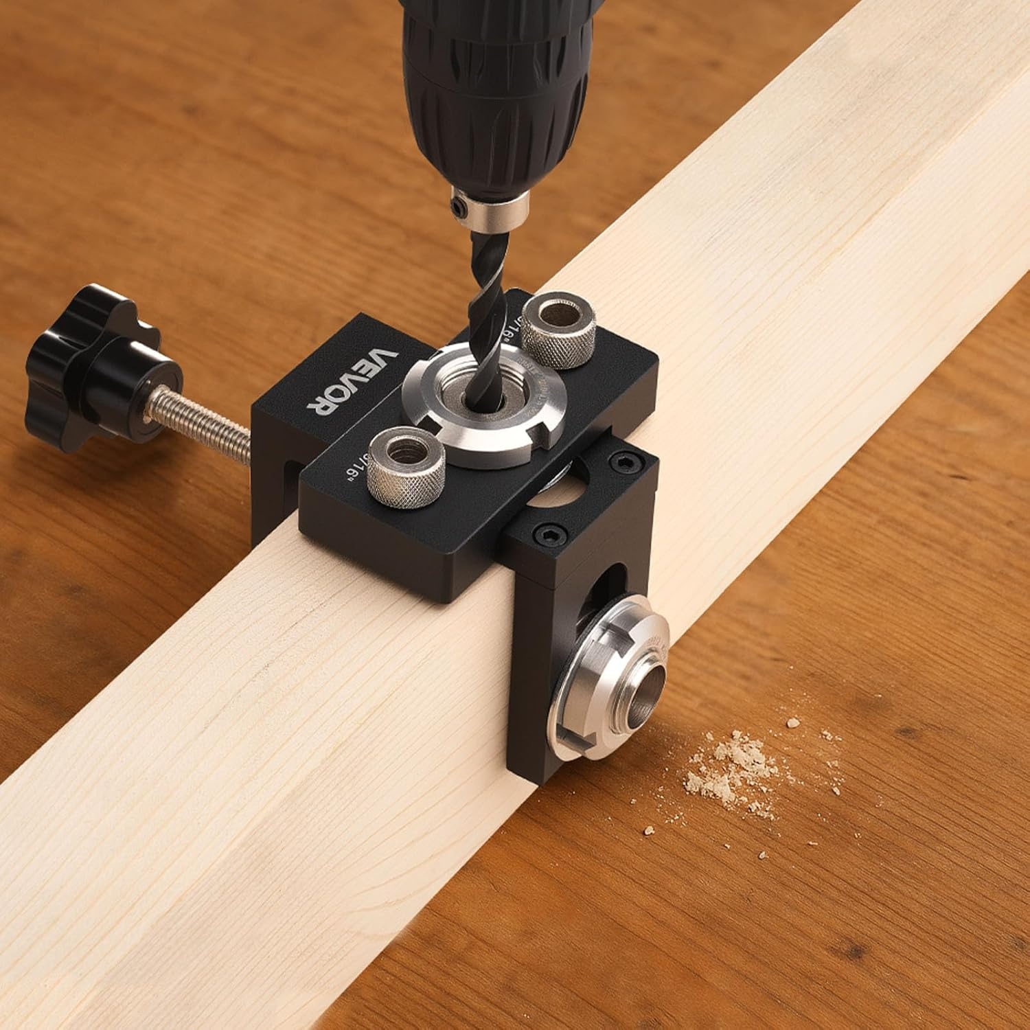image:imageVEVOR Drill Guide 3045 90 Degree Angle 4 Sizes Portable Precision Drilling Guide Jig for Drilling Angled or Horizontal Holes Aluminum Alloy for Deck Cable Railing Wood Post Stair HandrailUltra