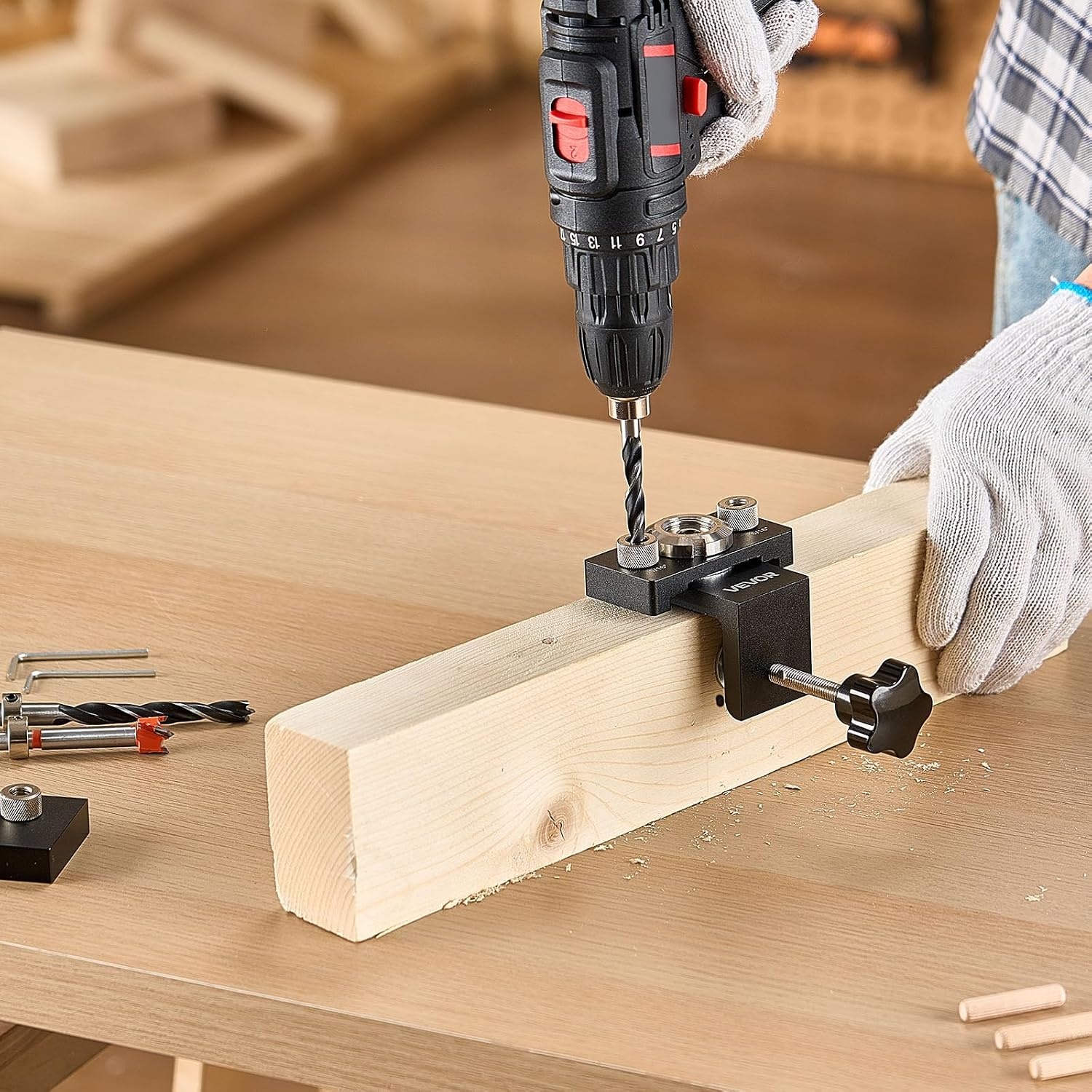 image:imageVEVOR Drill Guide 3045 90 Degree Angle 4 Sizes Portable Precision Drilling Guide Jig for Drilling Angled or Horizontal Holes Aluminum Alloy for Deck Cable Railing Wood Post Stair HandrailUltra