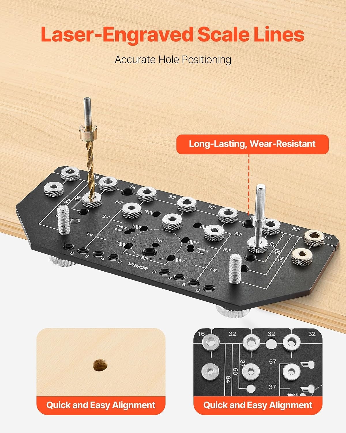 image:imageVEVOR Drill Guide 3045 90 Degree Angle 4 Sizes Portable Precision Drilling Guide Jig for Drilling Angled or Horizontal Holes Aluminum Alloy for Deck Cable Railing Wood Post Stair HandrailPro
