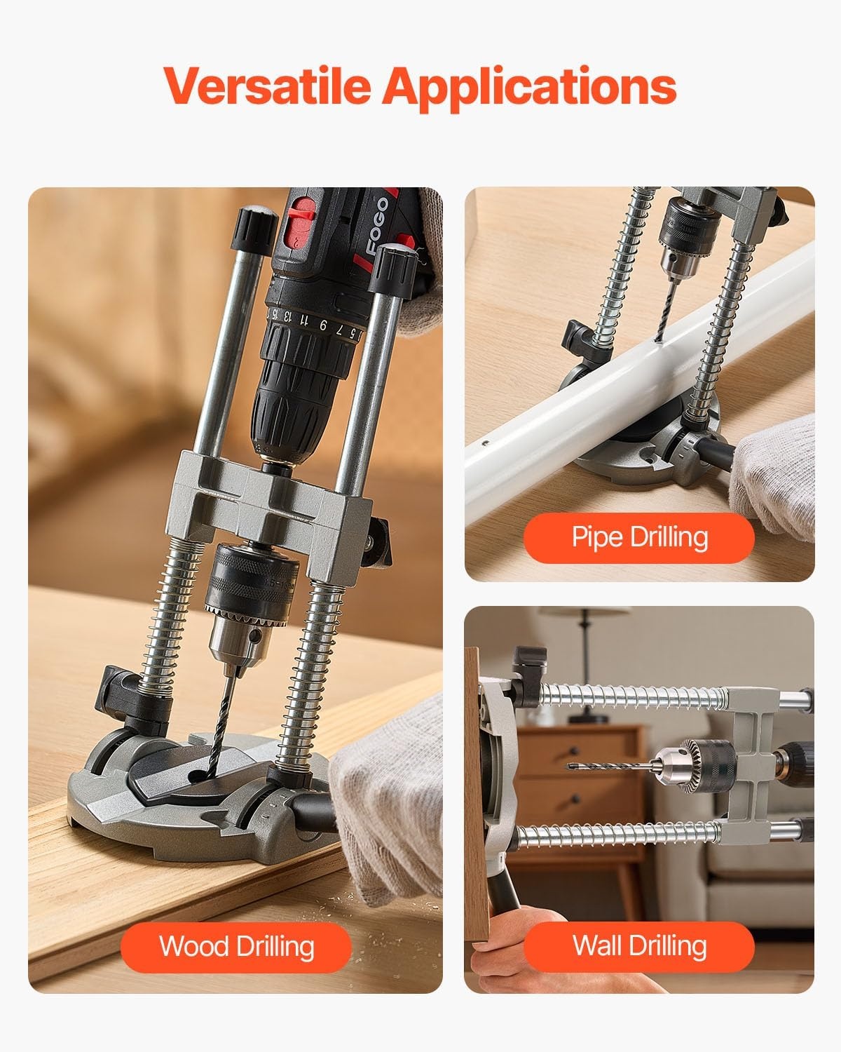 image:imageVEVOR Drill Guide 3045 90 Degree Angle 4 Sizes Portable Precision Drilling Guide Jig for Drilling Angled or Horizontal Holes Aluminum Alloy for Deck Cable Railing Wood Post Stair HandrailUltra