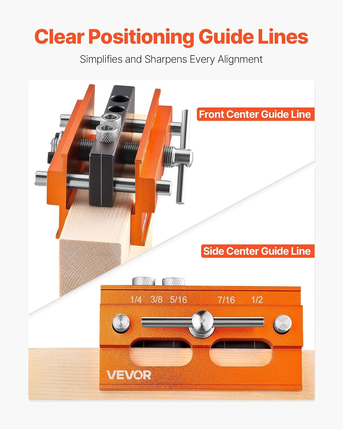 image:imageVEVOR Drill Guide 3045 90 Degree Angle 4 Sizes Portable Precision Drilling Guide Jig for Drilling Angled or Horizontal Holes Aluminum Alloy for Deck Cable Railing Wood Post Stair HandrailPro