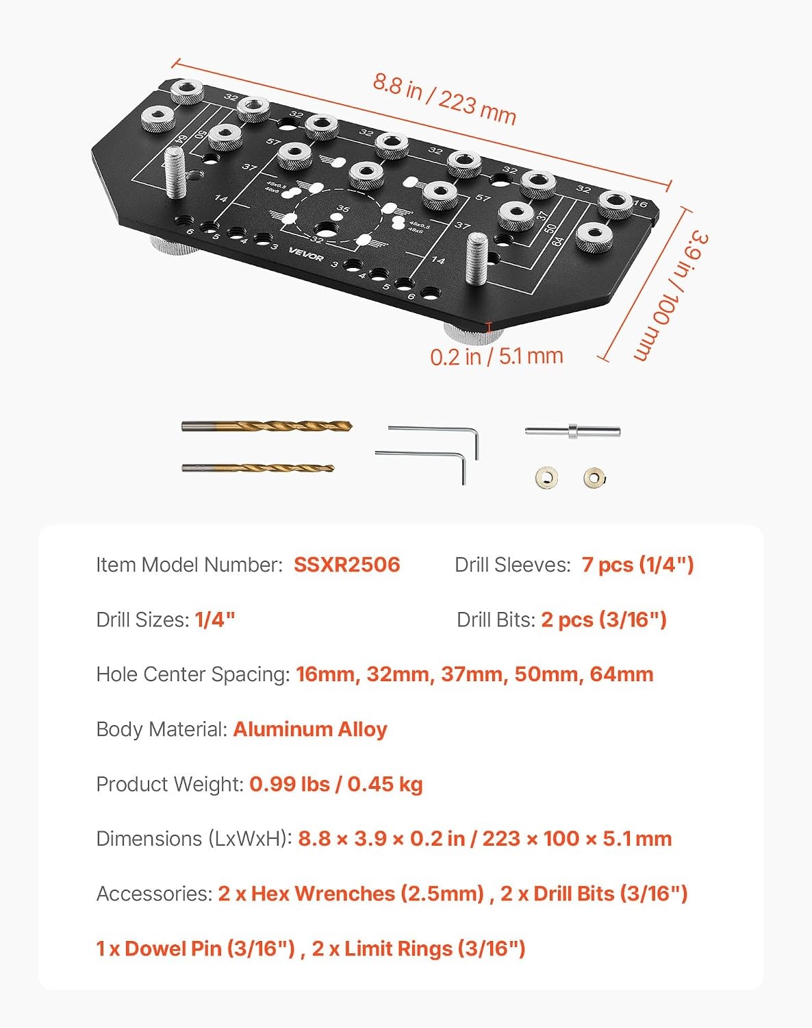 image:imageVEVOR Drill Guide 3045 90 Degree Angle 4 Sizes Portable Precision Drilling Guide Jig for Drilling Angled or Horizontal Holes Aluminum Alloy for Deck Cable Railing Wood Post Stair HandrailPro