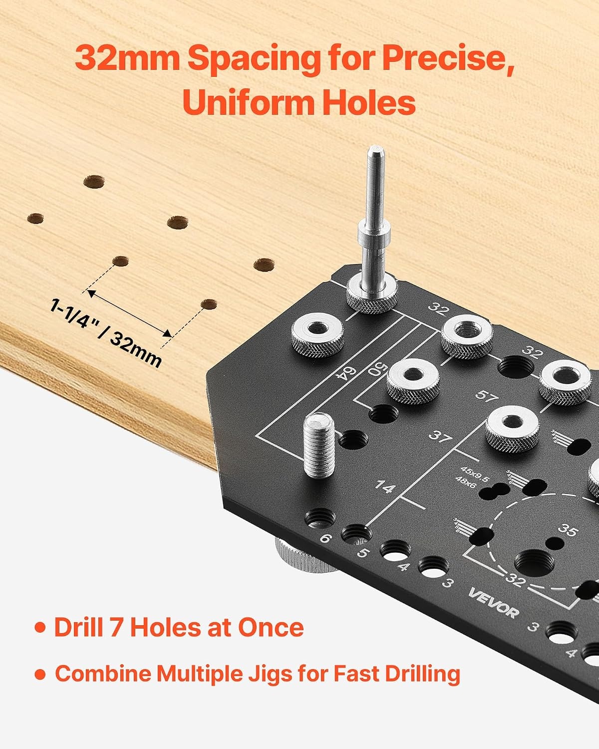 image:imageVEVOR Drill Guide 3045 90 Degree Angle 4 Sizes Portable Precision Drilling Guide Jig for Drilling Angled or Horizontal Holes Aluminum Alloy for Deck Cable Railing Wood Post Stair HandrailPro