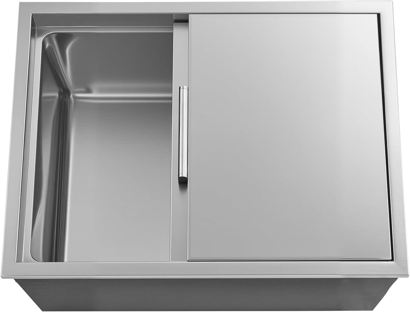 image:imageVEVOR Drop in Ice Chest Stainless Steel Drop in Cooler Commercial Ice Bin with Lid for Outdoor Kitchen Patio Bar DrainPipe Set Included Cooling Bins with Cover for Cold Wine BeerSliding Lid