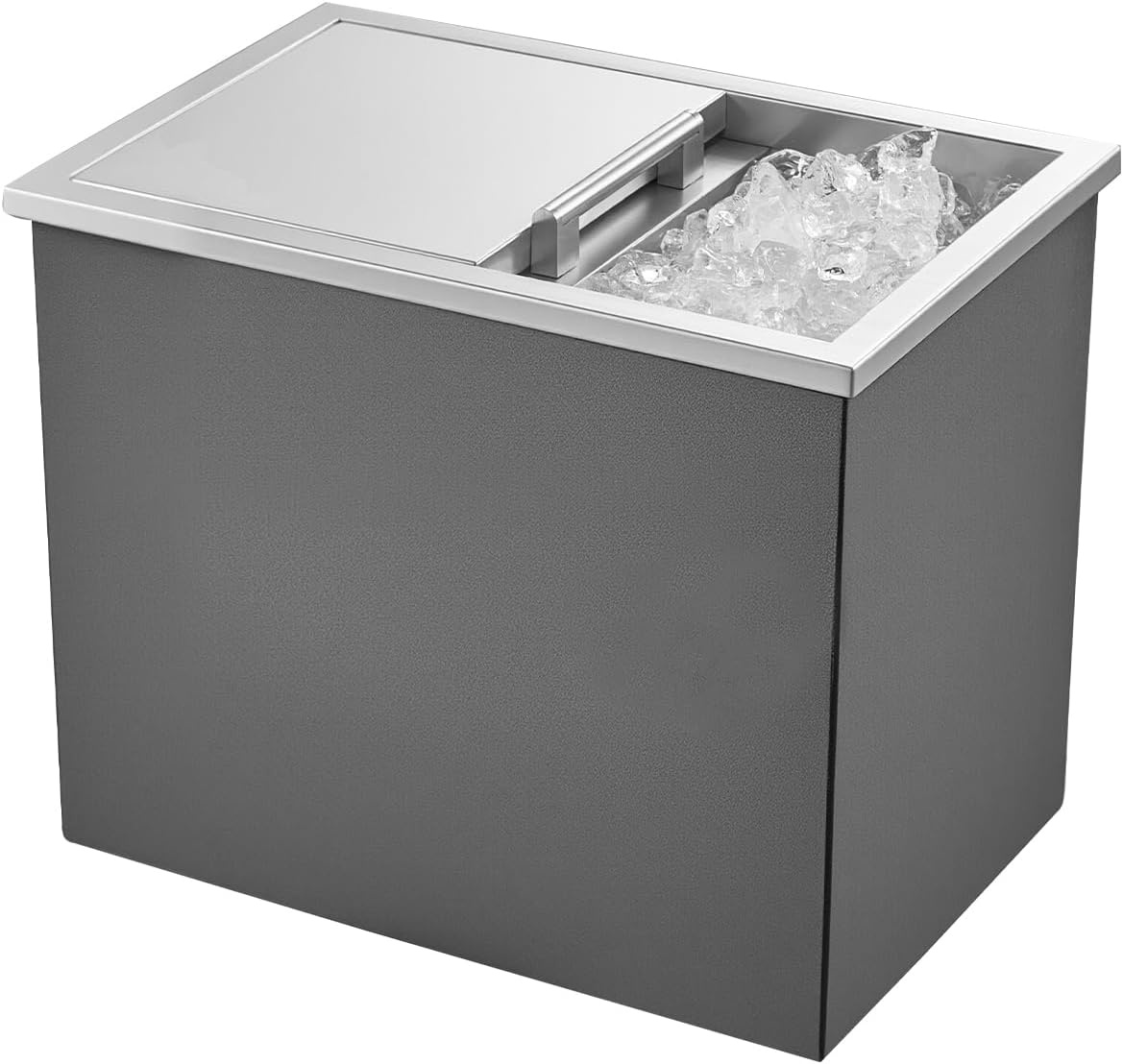 image:imageVEVOR Drop in Ice Chest Stainless Steel Drop in Cooler Commercial Ice Bin with Lid for Outdoor Kitchen Patio Bar DrainPipe Set Included Cooling Bins with Cover for Cold Wine BeerSliding Lid
