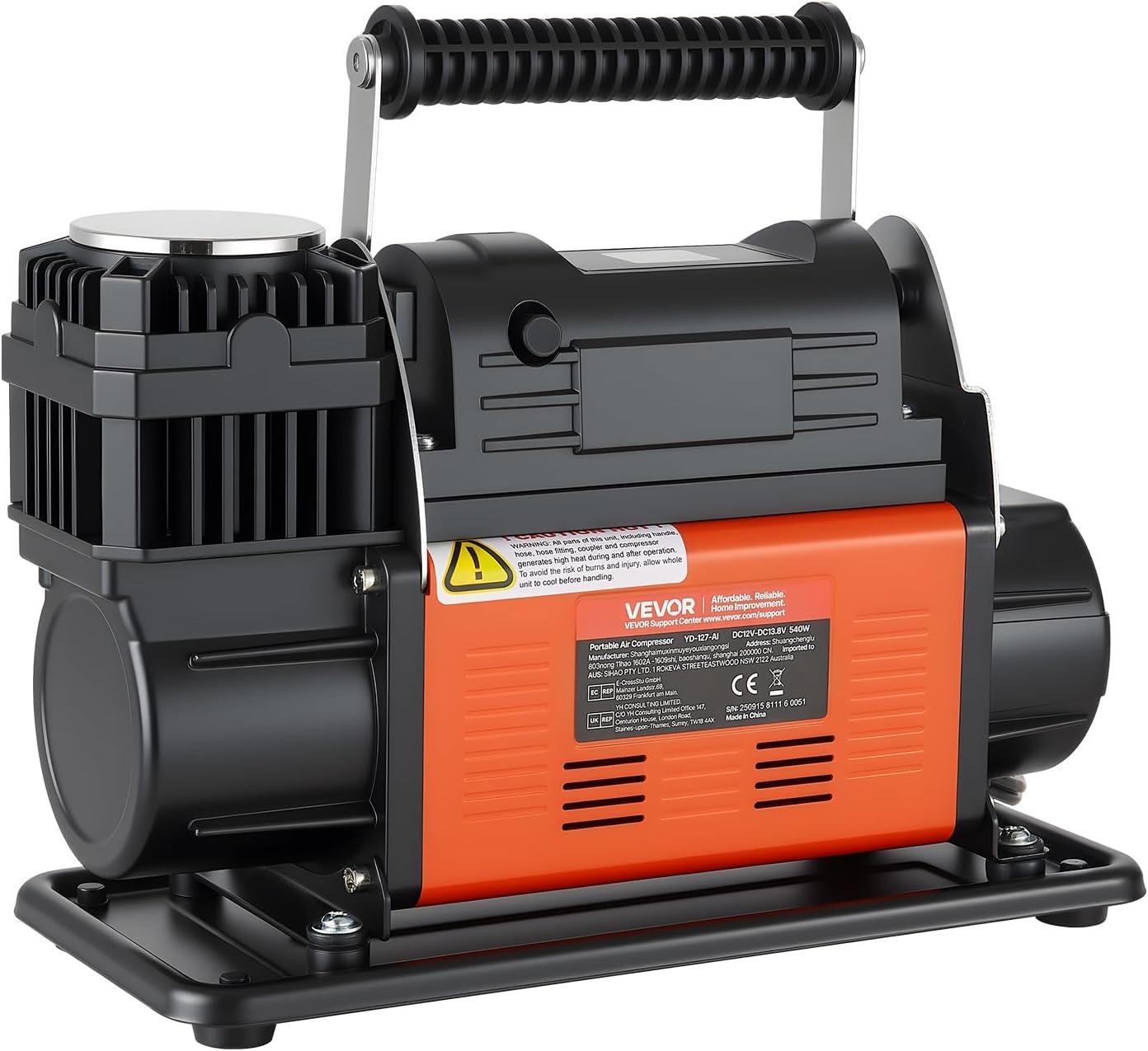 image:imageVEVOR DualCylinder Heavy Duty Air Compressor 106CFM Portable Tire Inflator 12V 150PSI Offroad Air Pump with Digital Pressure Gauge amp Adapters for Truck Car SUV 4 x 4 Vehicle RV714 CFM AutoStop