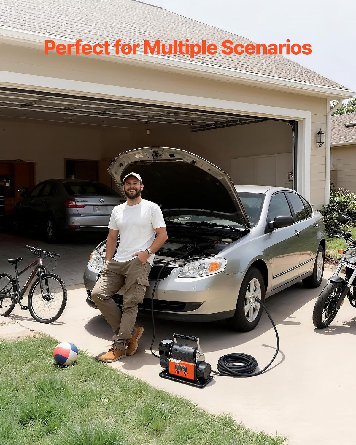 image:imageVEVOR DualCylinder Heavy Duty Air Compressor 106CFM Portable Tire Inflator 12V 150PSI Offroad Air Pump with Digital Pressure Gauge amp Adapters for Truck Car SUV 4 x 4 Vehicle RV714 CFM AutoStop