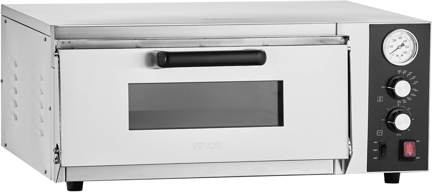 image:imageVEVOR Electric Pizza Oven 18Inch Commercial Pizza Ovens 752F Max Temp 1740W Large Pizza Oven Countertop with Temp amp Time Control Built in Thermometer Indoor Pizza Maker for Restaurant Home Use18Inch Single Layer