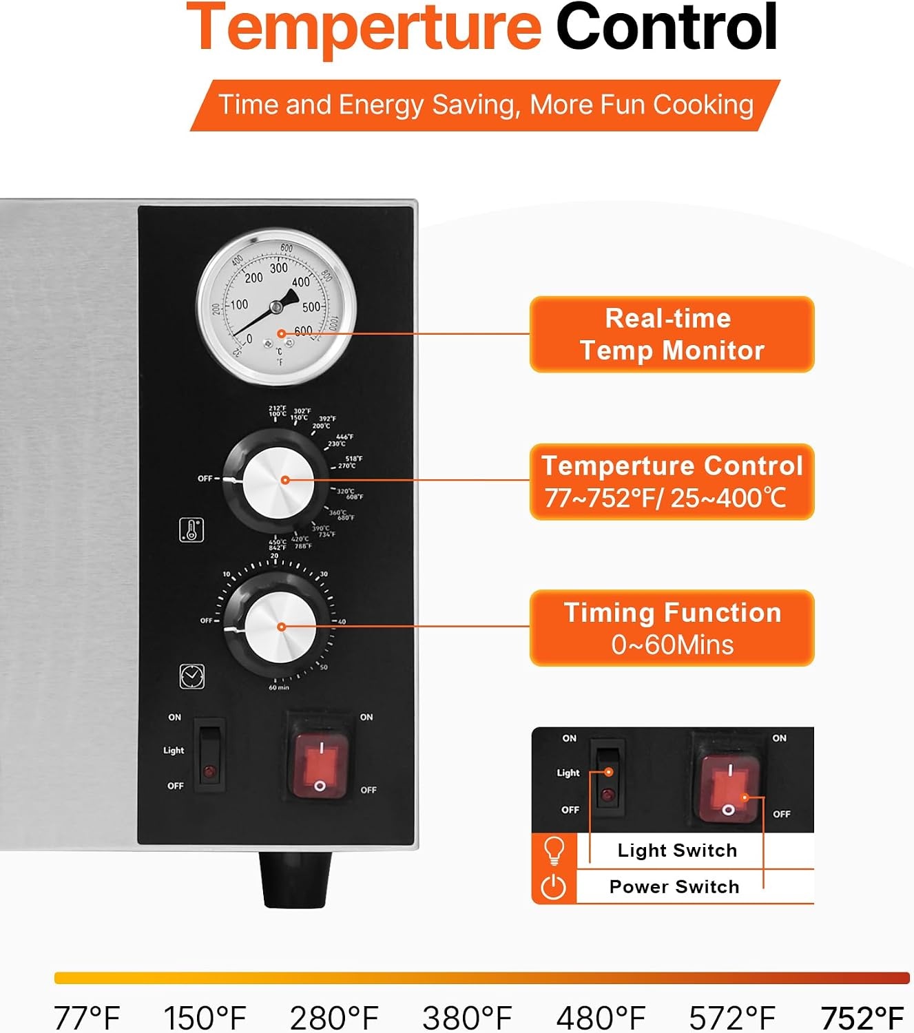 image:imageVEVOR Electric Pizza Oven 18Inch Commercial Pizza Ovens 752F Max Temp 1740W Large Pizza Oven Countertop with Temp amp Time Control Built in Thermometer Indoor Pizza Maker for Restaurant Home Use18Inch Single Layer