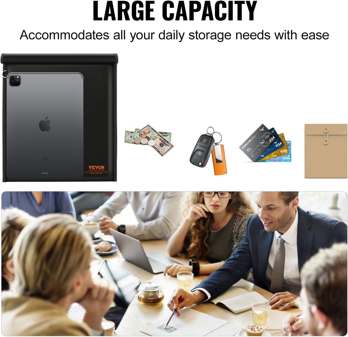 image:imageVEVOR Faraday Bag Faraday Pouch Set for Laptop 169 x 15 Fireproof amp Waterproof Faraday Signal Blocking Holder for Car Keys Phones amp Tablets AntiTheft Pouch amp AntiHacking Case Blocker Black