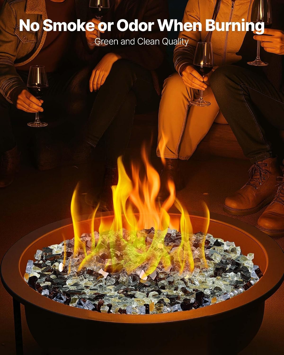 image:imageVEVOR Fire Glass 10 lbs Aqua Blue Caribbean Blue Aqua Green 34 Inch HighTemperature Resistant Reflective Glass Rocks Smokeless Fire Pit Stones for Outdoor Table amp LandscapingRed Brown Copper Transparent Gold