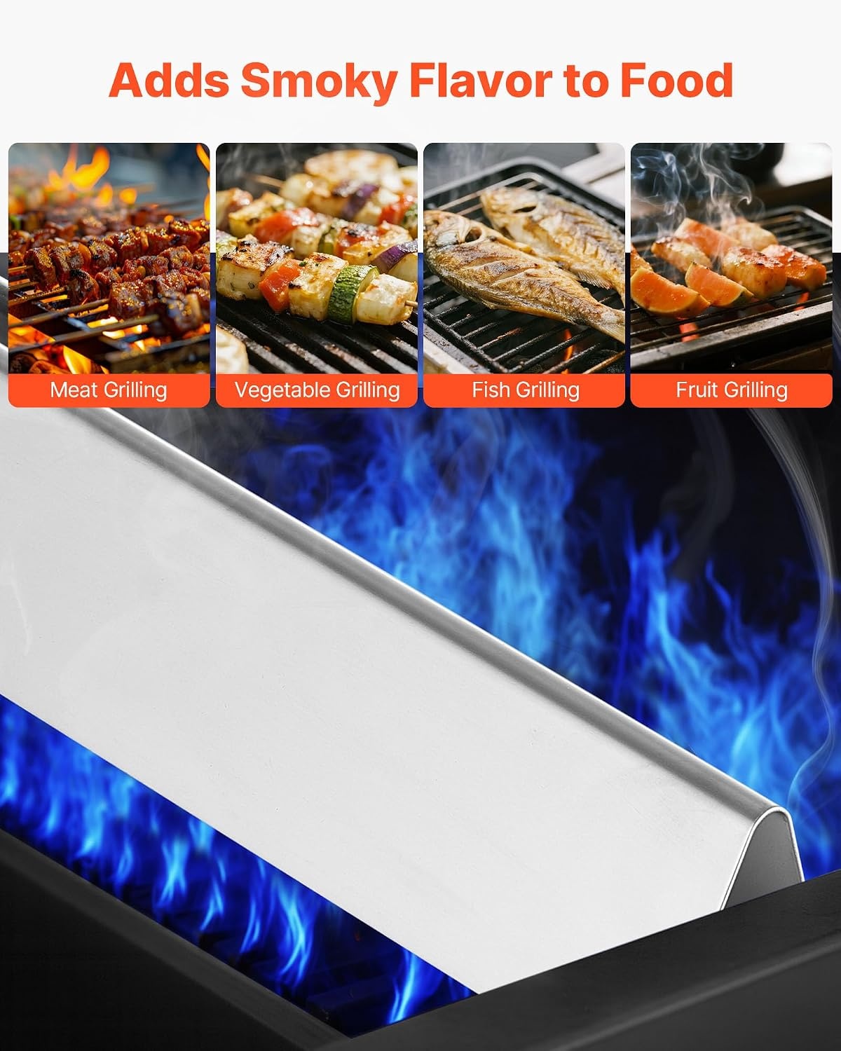 image:imageVEVOR Flavorizer Bars and Heat Deflectors 17 in Grill Replacement Part for Weber Genesis ll 310 315 335 340 ES 325s ESSX 325s ES 335 EXSXEPX335 Grills Porcelainenameled Steel 8 Pack7PCS Thicker Stainless Steel