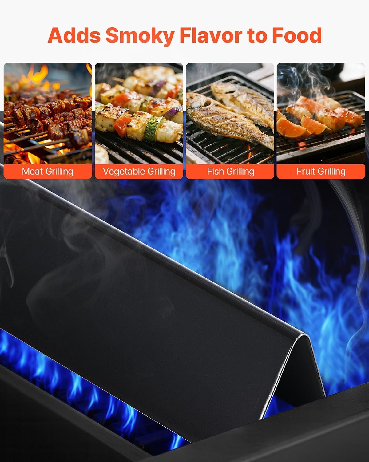 image:imageVEVOR Flavorizer Bars and Heat Deflectors 17 in Grill Replacement Part for Weber Genesis ll 310 315 335 340 ES 325s ESSX 325s ES 335 EXSXEPX335 Grills Porcelainenameled Steel 8 Pack5PCS Porcelain Steel