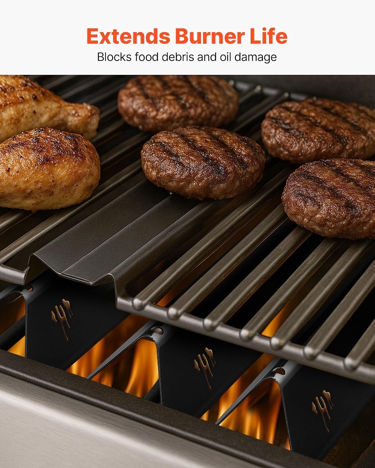 image:imageVEVOR Flavorizer Bars and Heat Deflectors 17 in Grill Replacement Part for Weber Genesis ll 310 315 335 340 ES 325s ESSX 325s ES 335 EXSXEPX335 Grills Porcelainenameled Steel 8 Pack5PCS Porcelain Steel