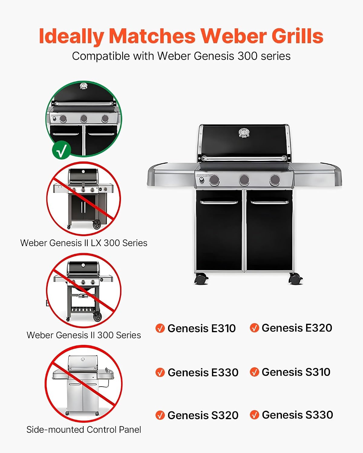image:imageVEVOR Flavorizer Bars and Heat Deflectors 17 in Grill Replacement Part for Weber Genesis ll 310 315 335 340 ES 325s ESSX 325s ES 335 EXSXEPX335 Grills Porcelainenameled Steel 8 Pack7PCS Thicker Stainless Steel