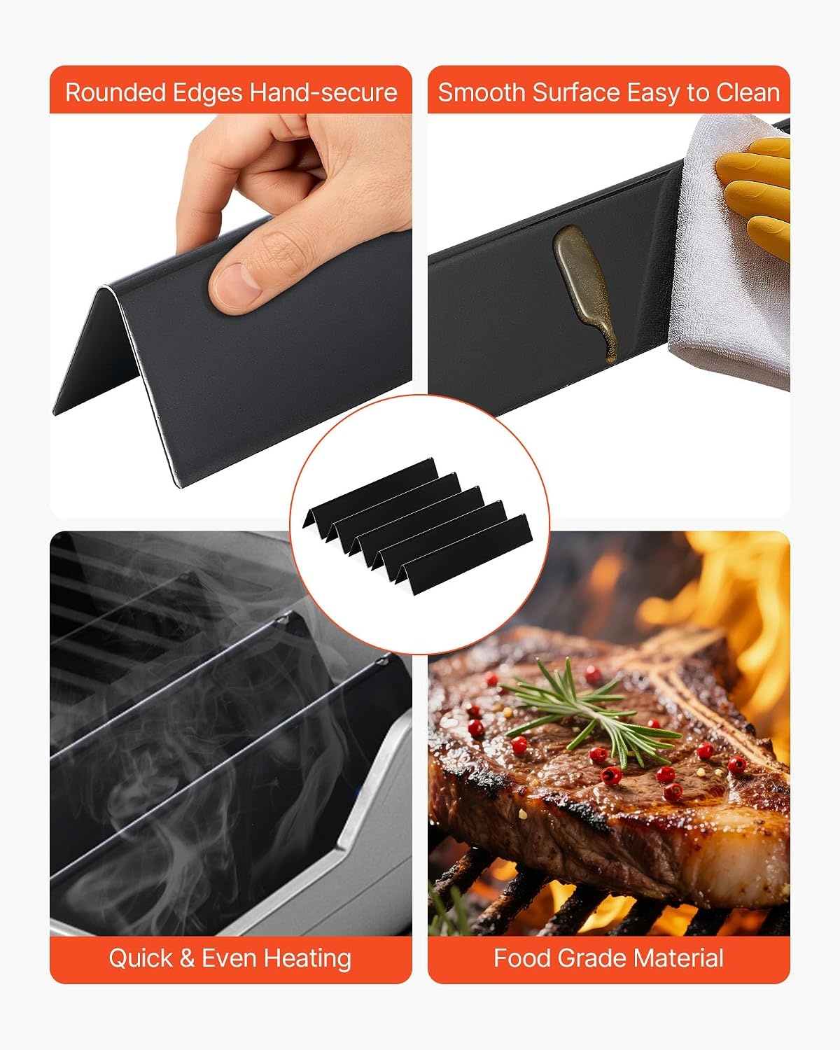 image:imageVEVOR Flavorizer Bars and Heat Deflectors 17 in Grill Replacement Part for Weber Genesis ll 310 315 335 340 ES 325s ESSX 325s ES 335 EXSXEPX335 Grills Porcelainenameled Steel 8 Pack5PCS Porcelain Steel