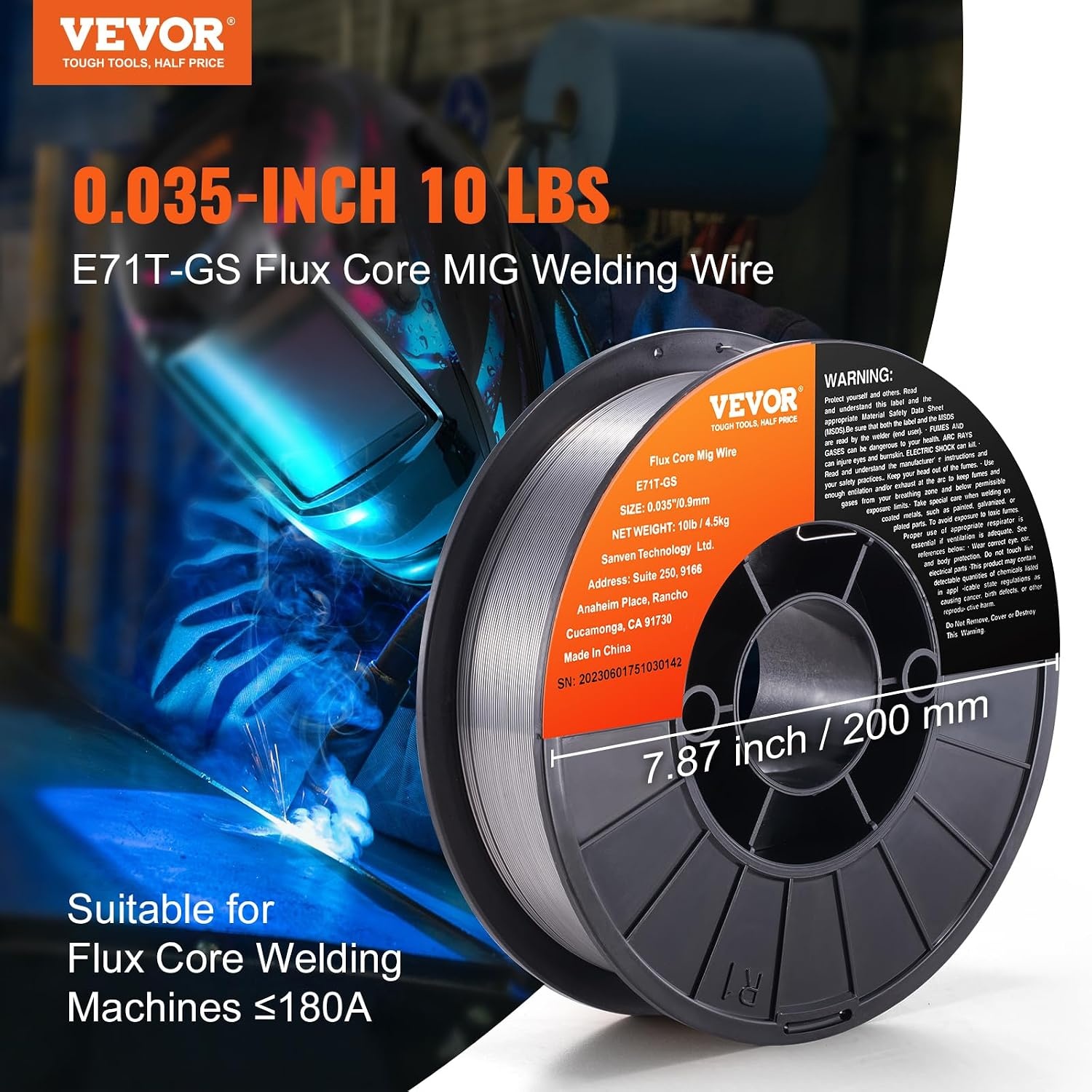 image:imageVEVOR Flux Core Welding Wire E71TGS 0035inch 10LBS Gasless Mild Steel MIG Welding Wire with Low Splatter for All Position Arc Welding and Outdoor UseE71TGS 0035inch 10LBS